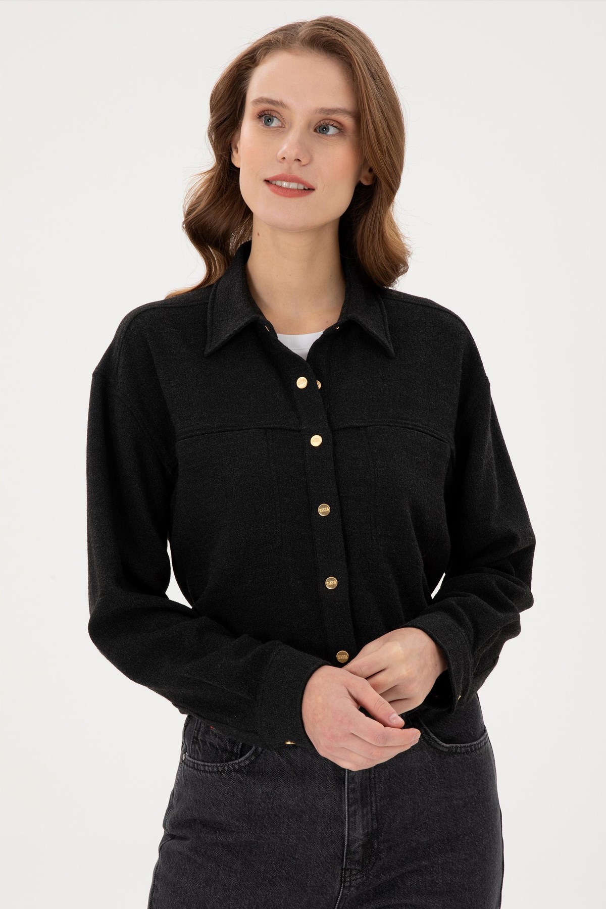 U.S. Polo Assn. Kadın Gömlek 50289843-VR046 Siyah