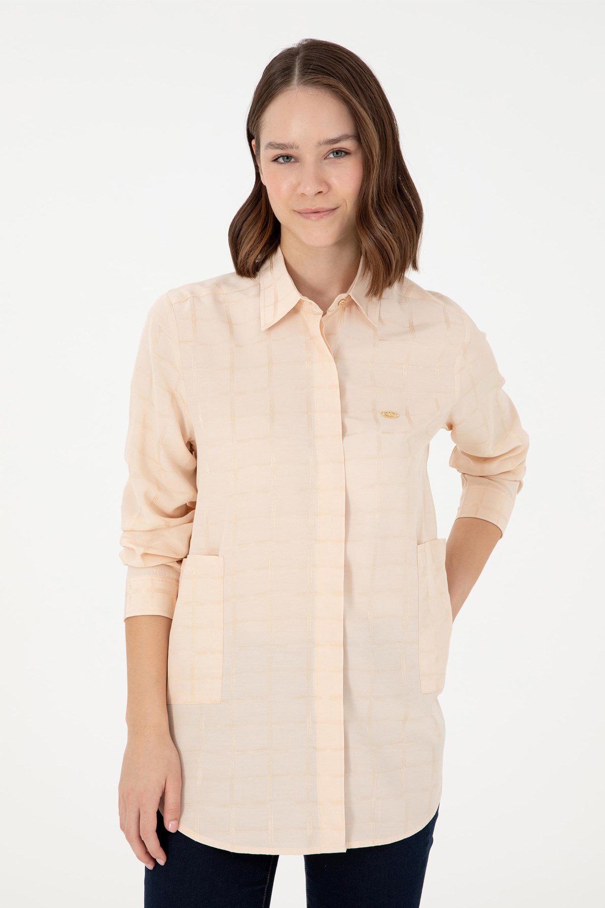 U.S. Polo Assn. Kadın Gömlek 50289890-VR019 Ekru