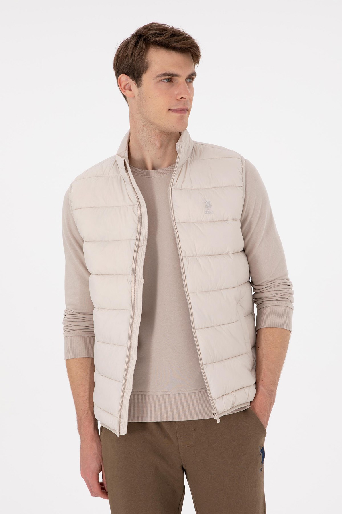 U.S. Polo Assn. Erkek Yelek 50290714-VR049 Bej