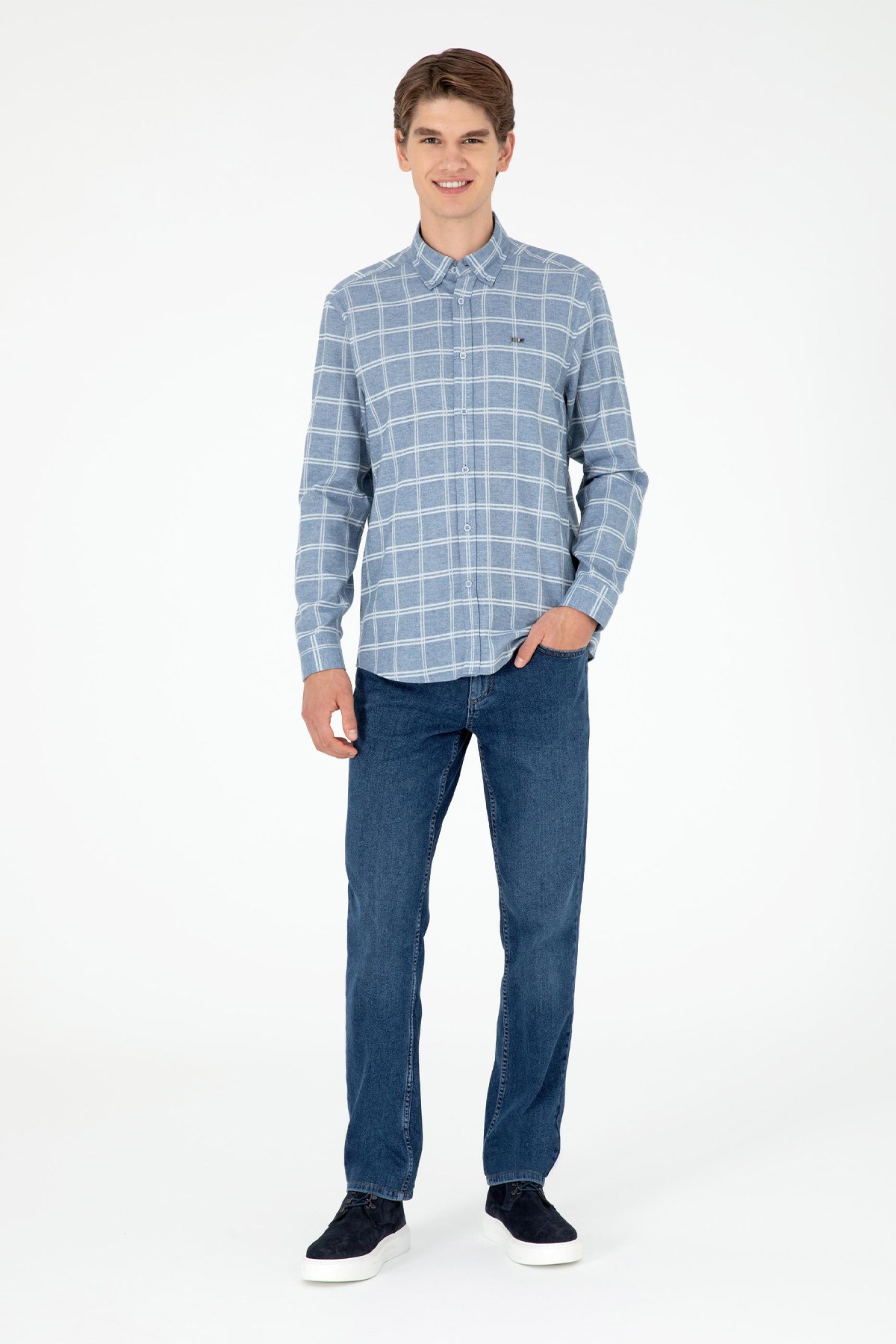 U.S. Polo Assn. Erkek Gömlek 50292288-VR003 Mavi