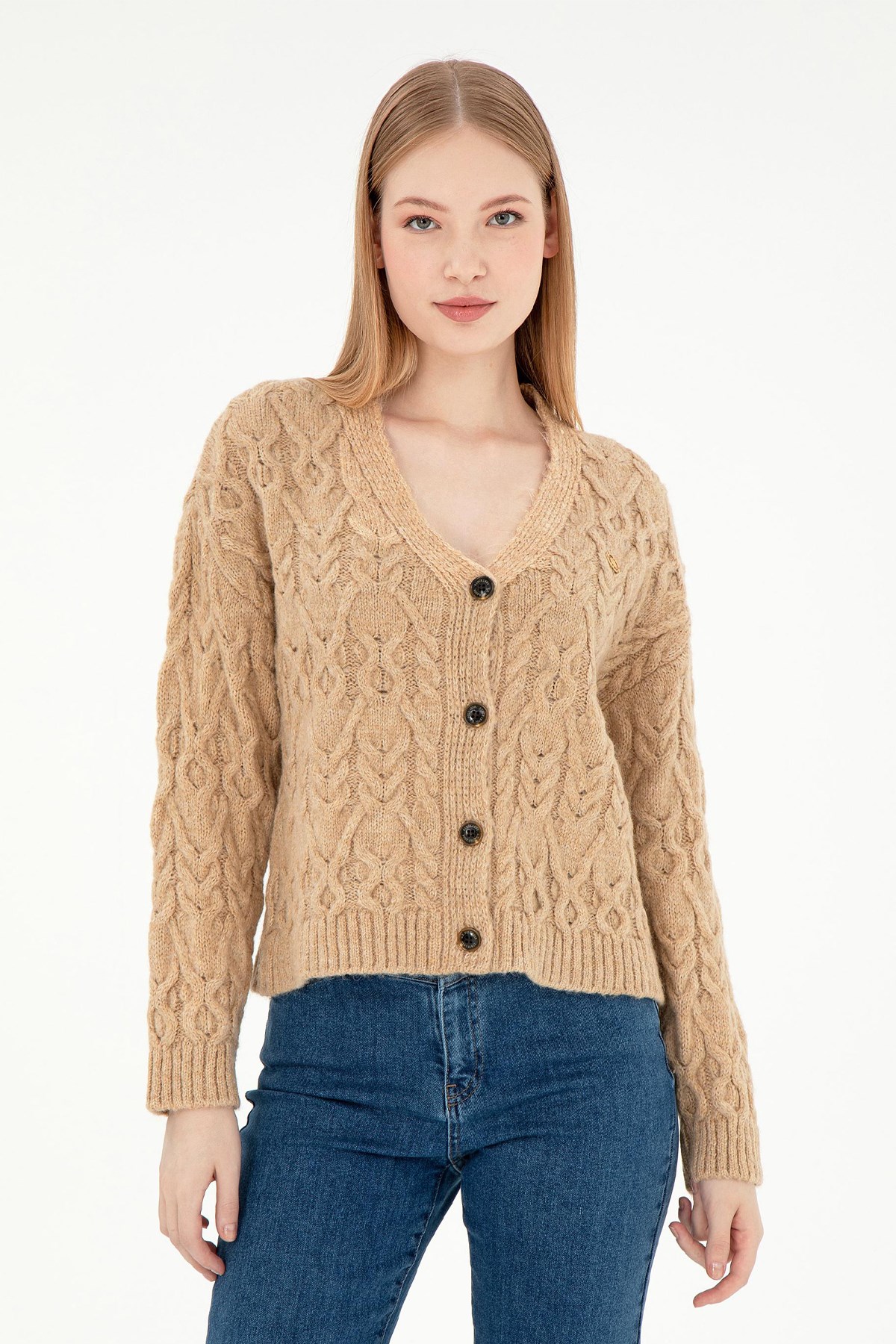 U.S. Polo Assn. Kadın Hırka 50293020-VR123 Bej