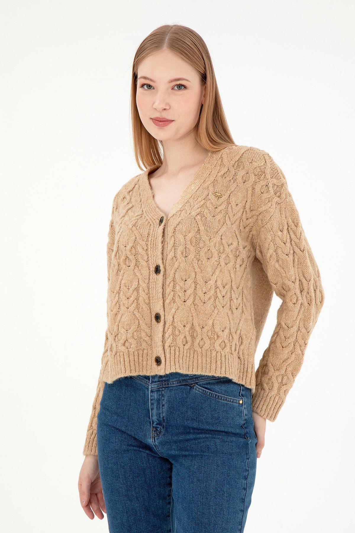 U.S. Polo Assn. Kadın Hırka 50293020-VR123 Bej