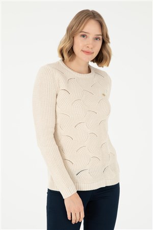 U.S. Polo Assn. Kadın Kazak 50293054-VR159 Bej