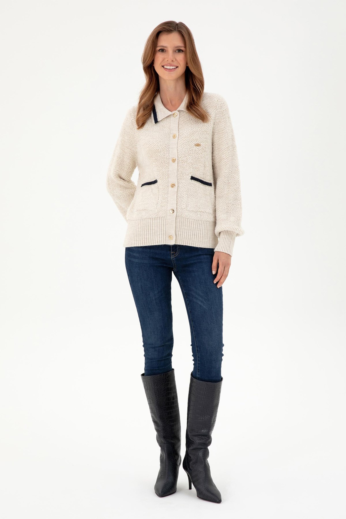 U.S. Polo Assn. Kadın Hırka 50293099-VR071 Bej