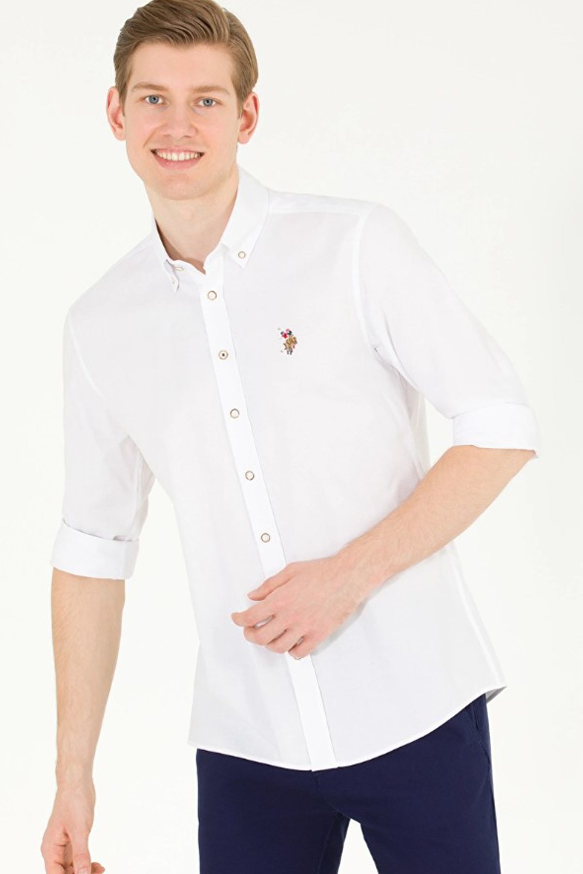 U.S. Polo Assn. Erkek Gömlek 50293847-VR013 Beyaz