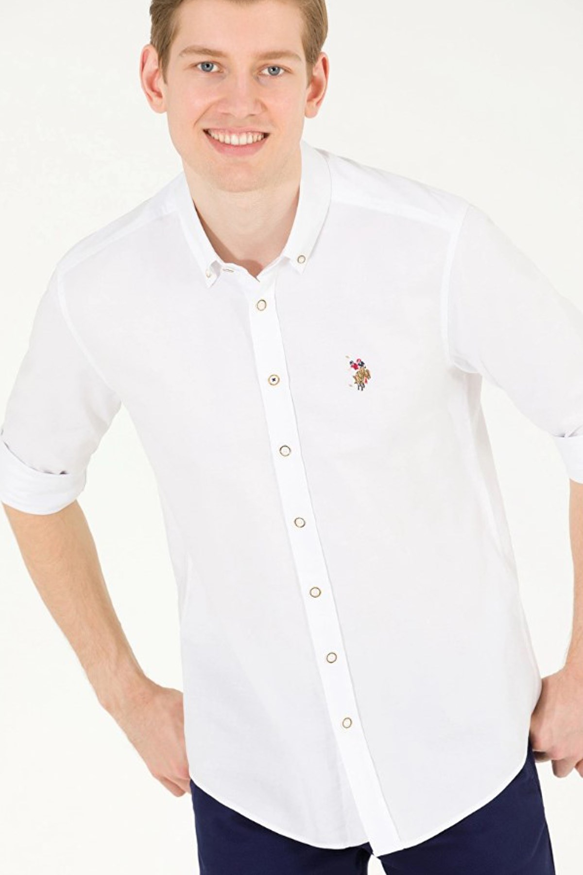 U.S. Polo Assn. Erkek Gömlek 50293847-VR013 Beyaz