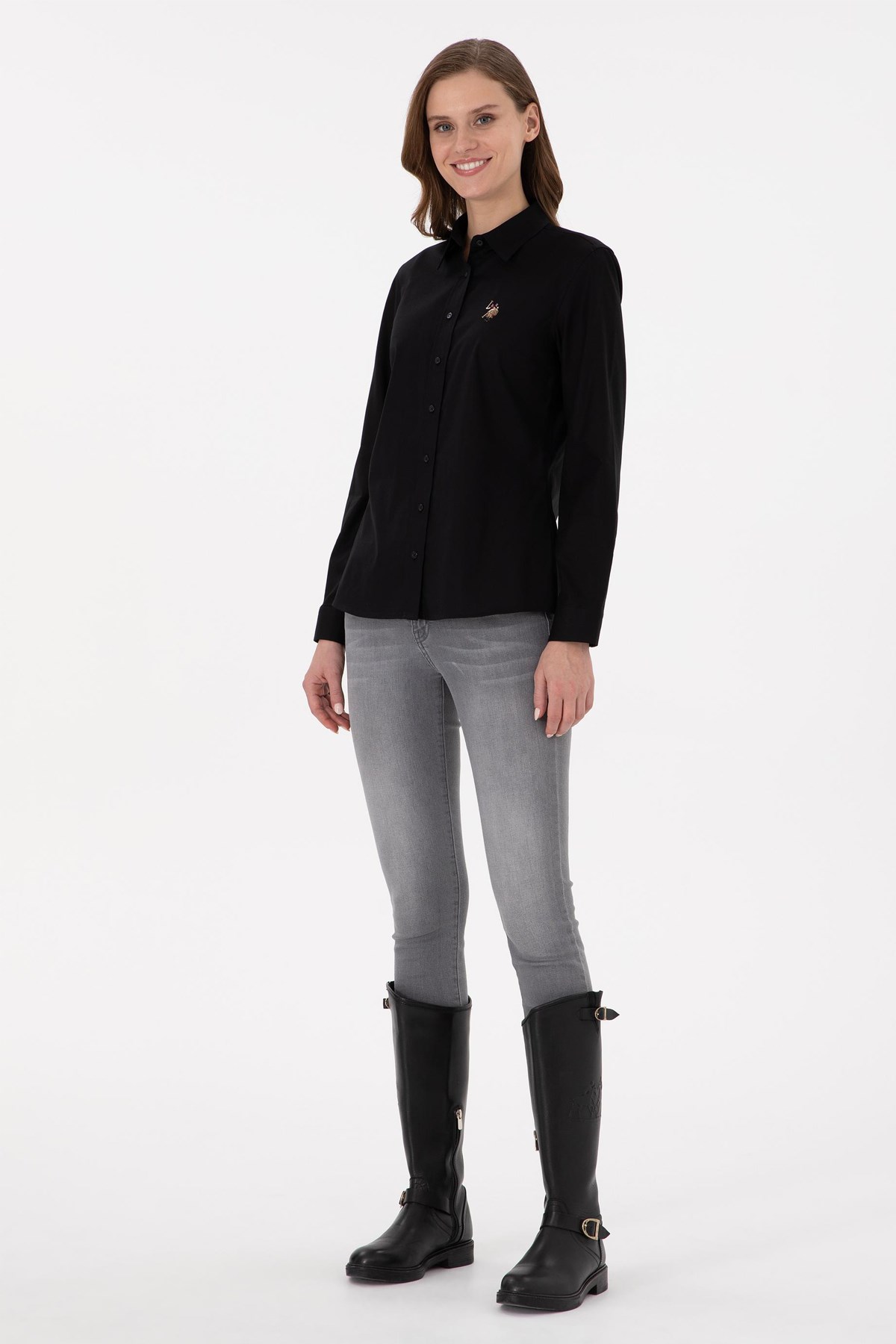 U.S. Polo Assn. Kadın Gömlek 50295710-VR046 Siyah