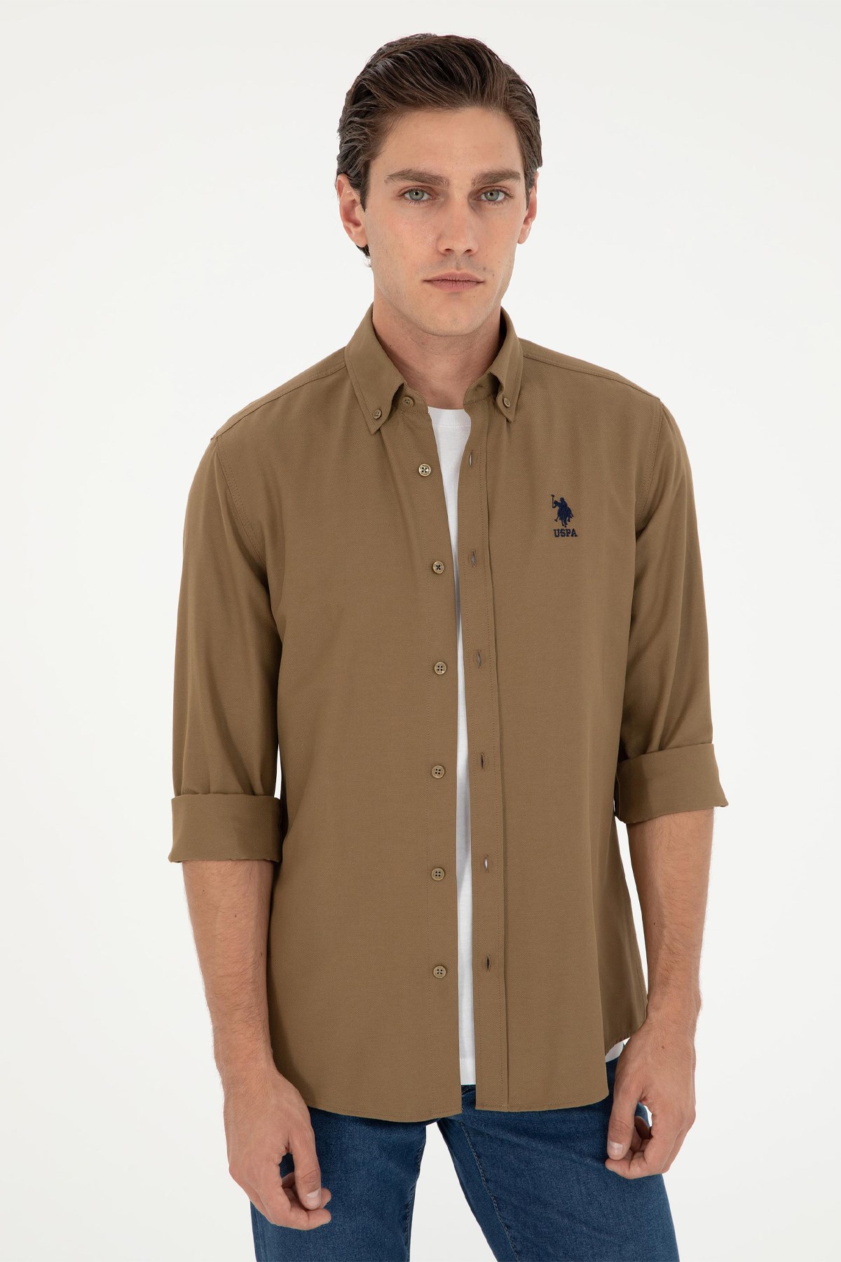 U.S. Polo Assn. Erkek Gömlek 50295897-VR027 Haki