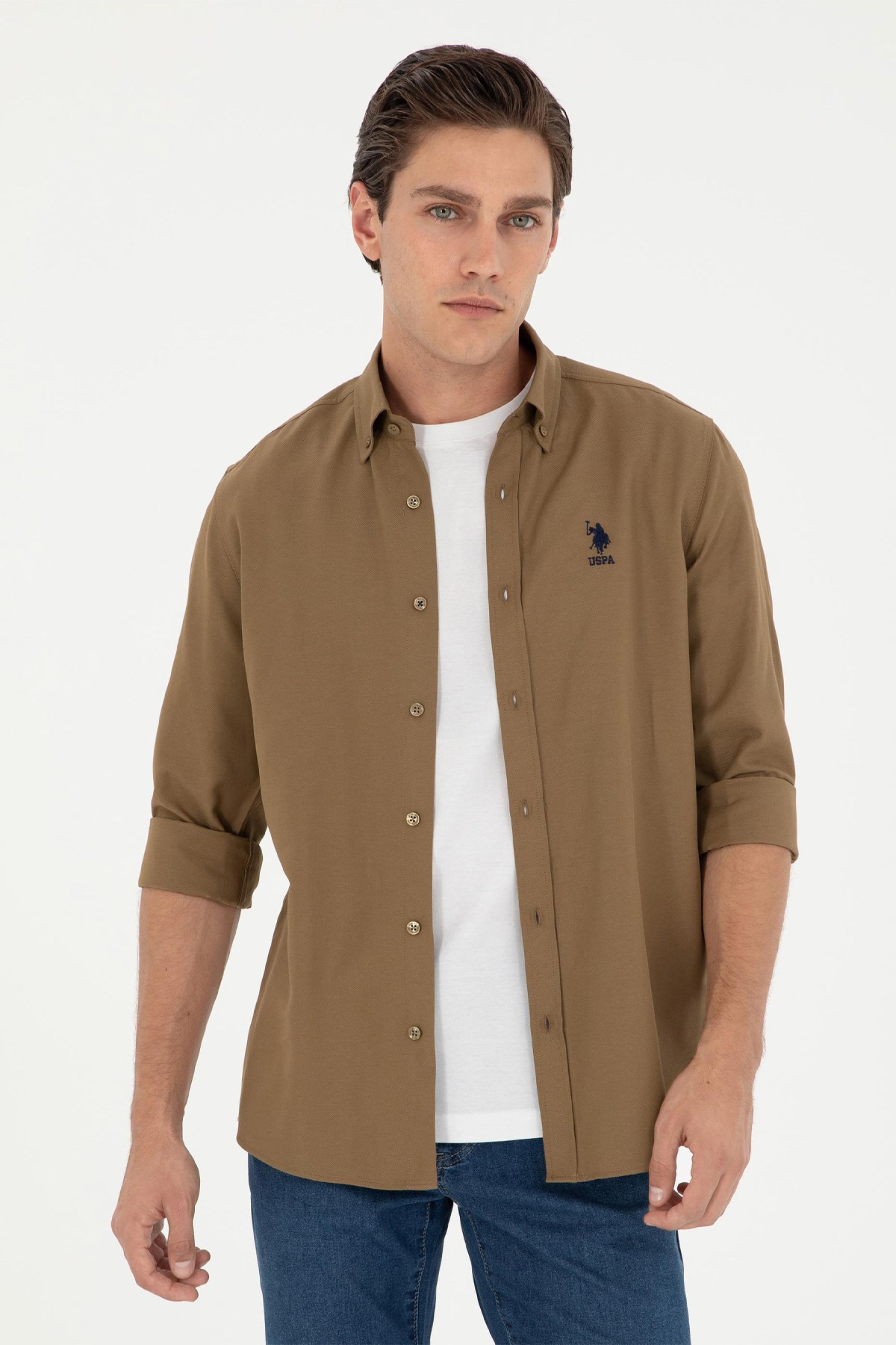 U.S. Polo Assn. Erkek Gömlek 50295897-VR027 Haki