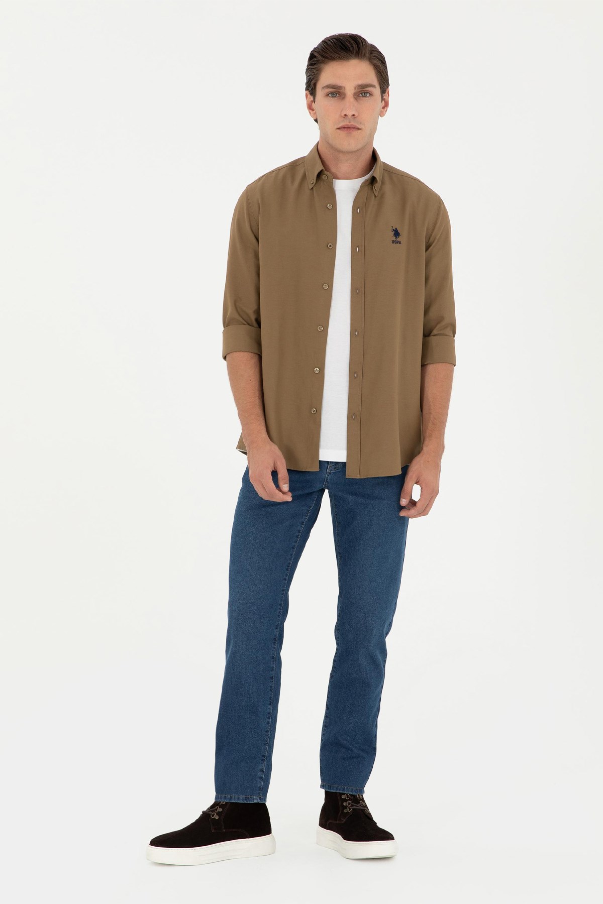 U.S. Polo Assn. Erkek Gömlek 50295897-VR027 Haki
