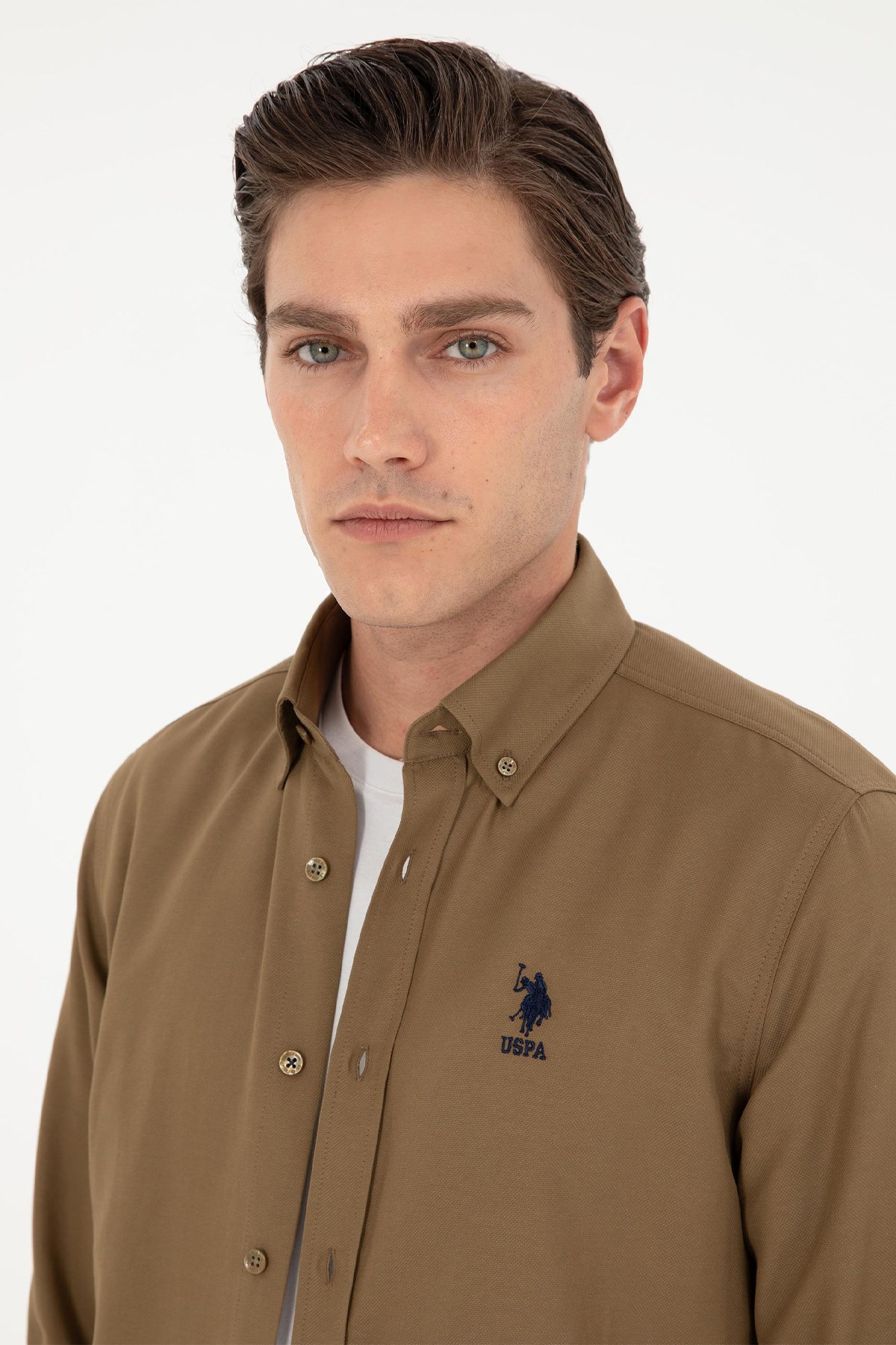 U.S. Polo Assn. Erkek Gömlek 50295897-VR027 Haki