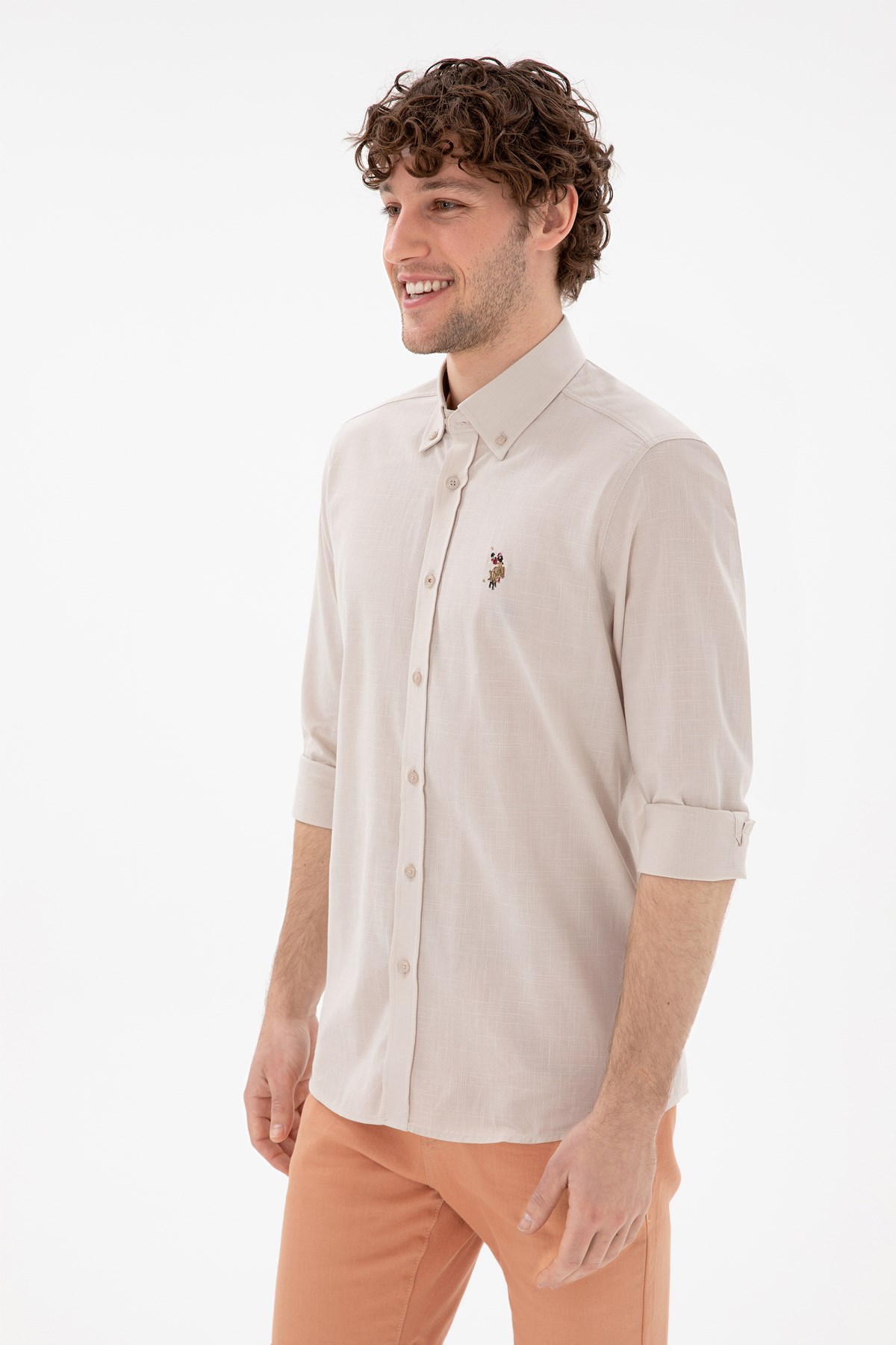 Us. Polo Assn. Erkek Gömlek 50298000-Vr049 Ekru