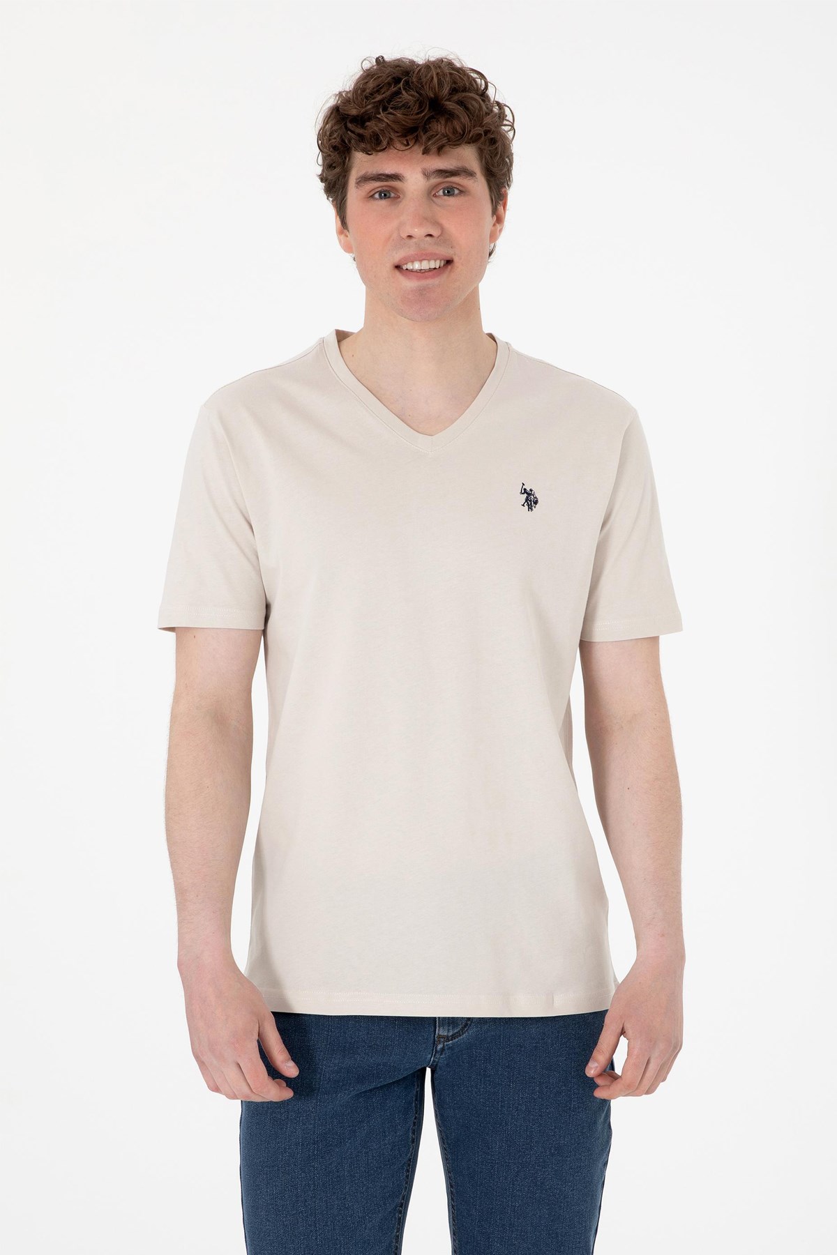 Us. Polo Assn. Erkek Tişört 50298043-Vr049 Bej