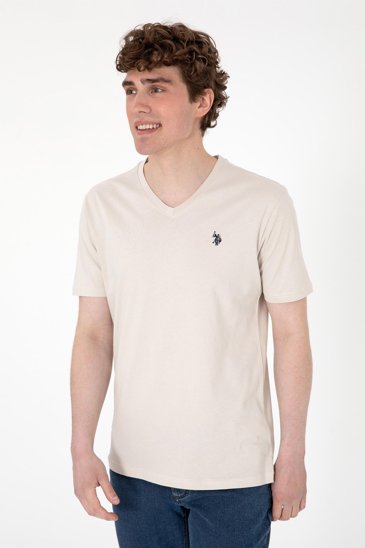 Us. Polo Assn. Erkek Tişört 50298043-Vr049 Bej