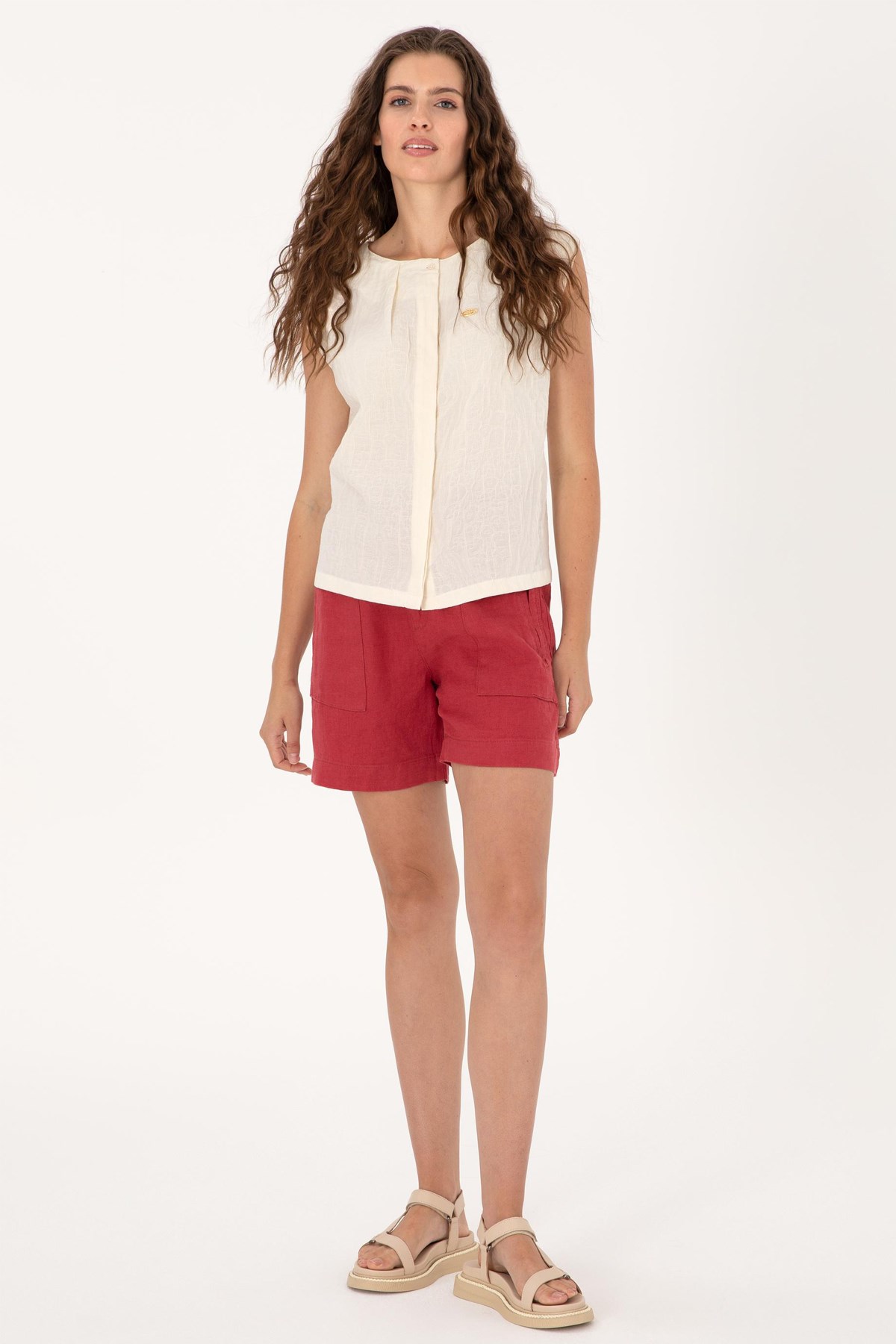 Us. Polo Assn. Kadın Gömlek 50299288-Vr071 Bej