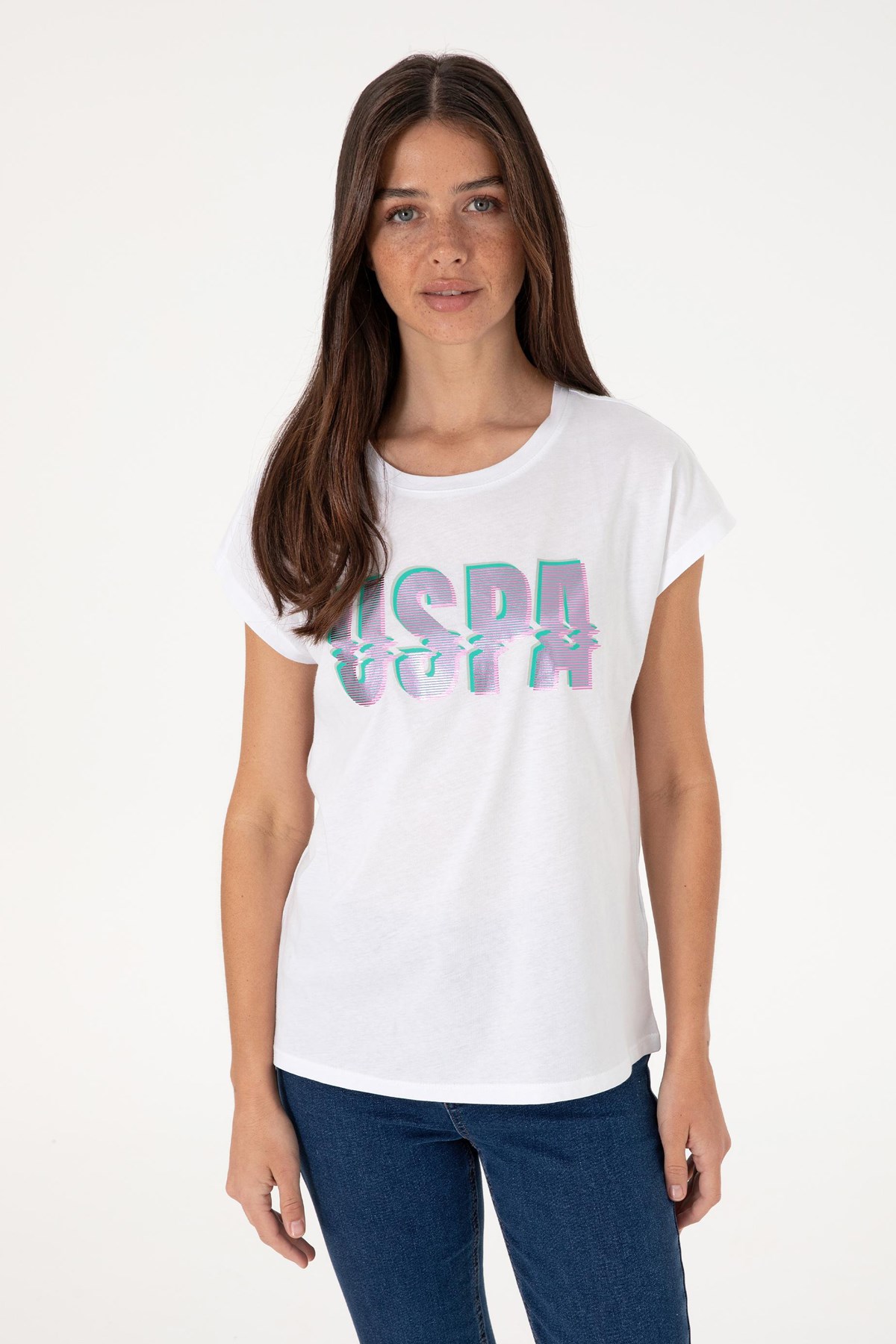 Us. Polo Assn. Kadın Tişört 50299764-Vr013 Beyaz