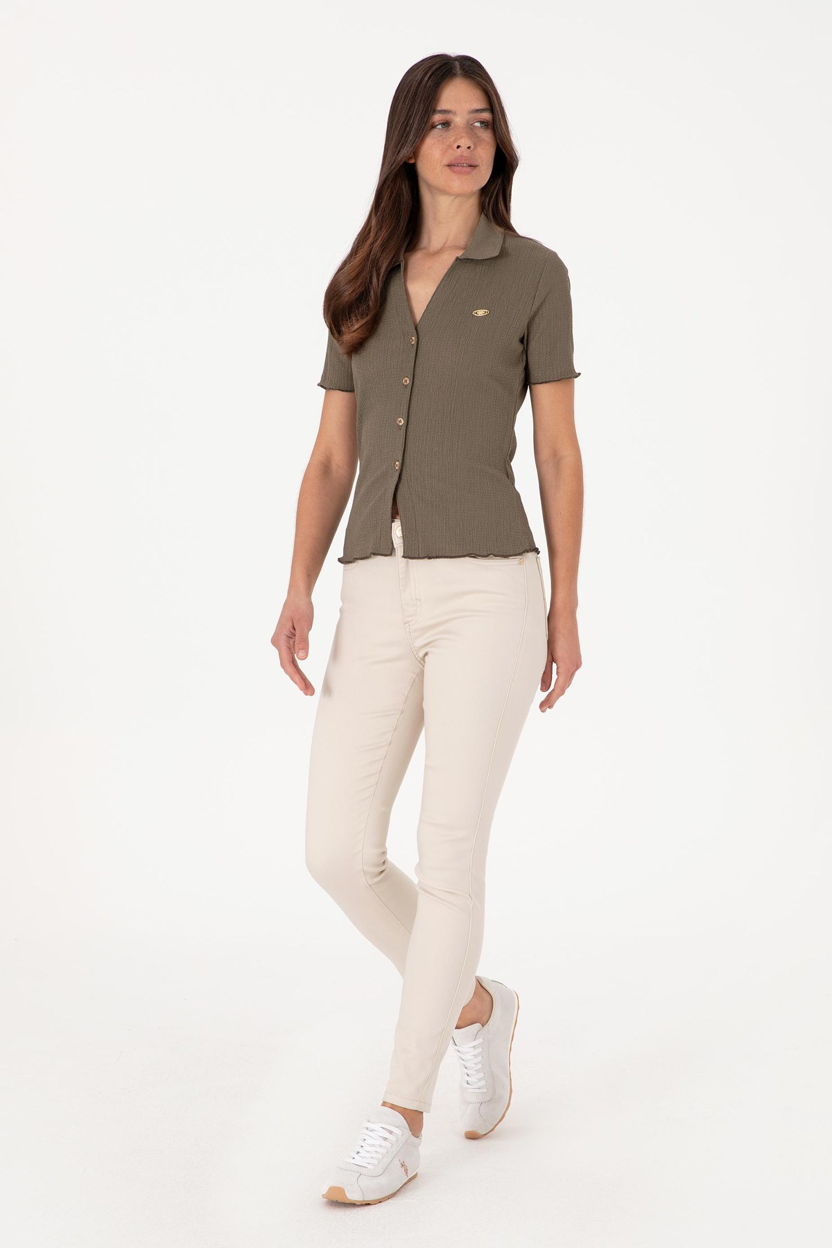 Us. Polo Assn. Kadın Gömlek 50299926-Vr052 Bej