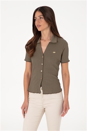 Us. Polo Assn. Kadın Gömlek 50299926-Vr052 Bej