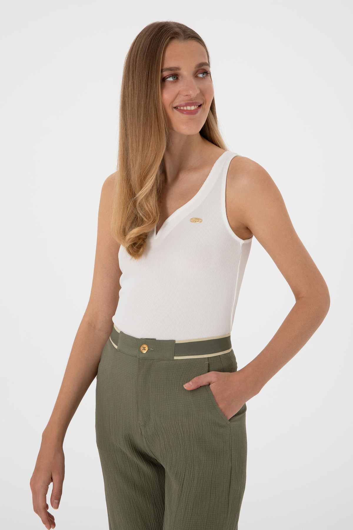 Us. Polo Assn. Kadın Tişört 50300670-Vr019 Ekru