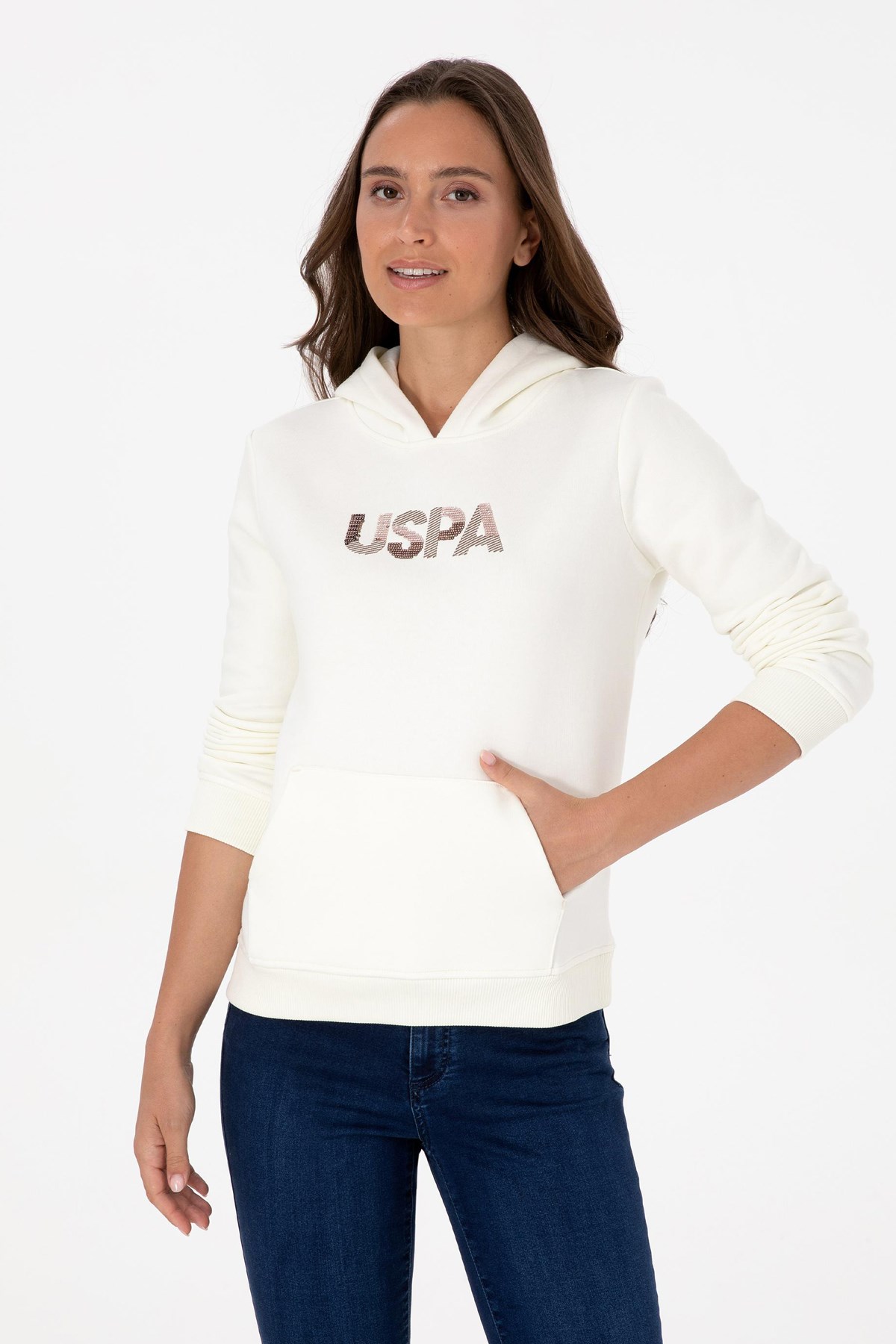 U.S. Polo Assn. Kadın Sweatshirt 50307711-VR256 Bej