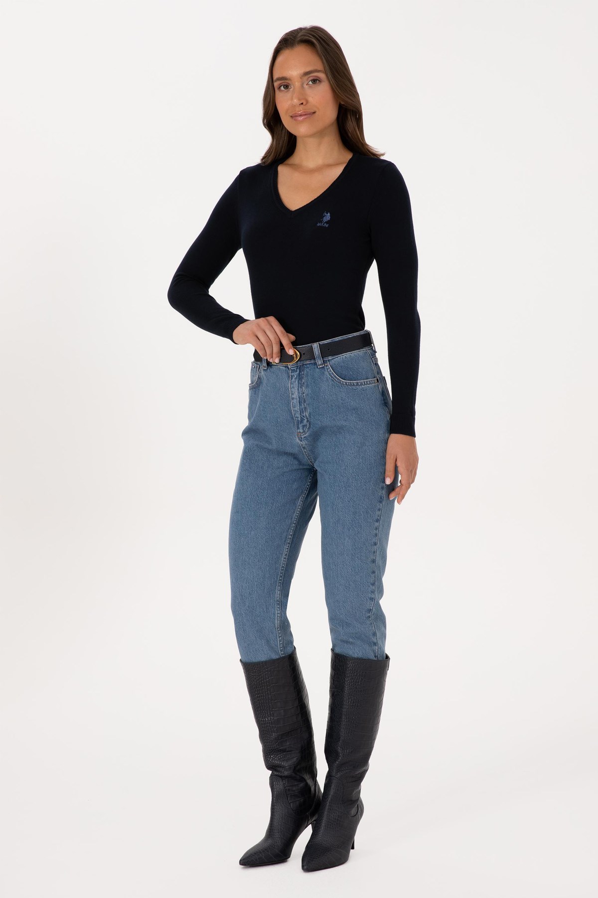 U.S. Polo Assn. Kadın Kazak 50307712-VR033 Lacivert