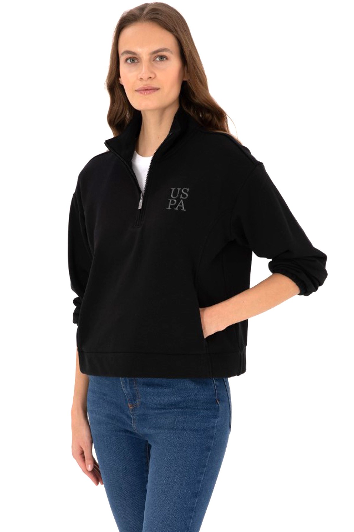 U.S. Polo Assn. Kadın Sweatshirt 50307798-VR046 Siyah