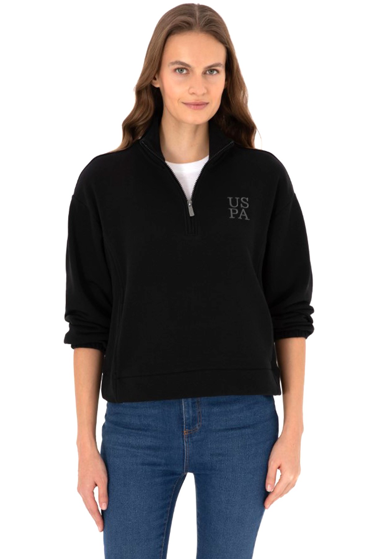 U.S. Polo Assn. Kadın Sweatshirt 50307798-VR046 Siyah