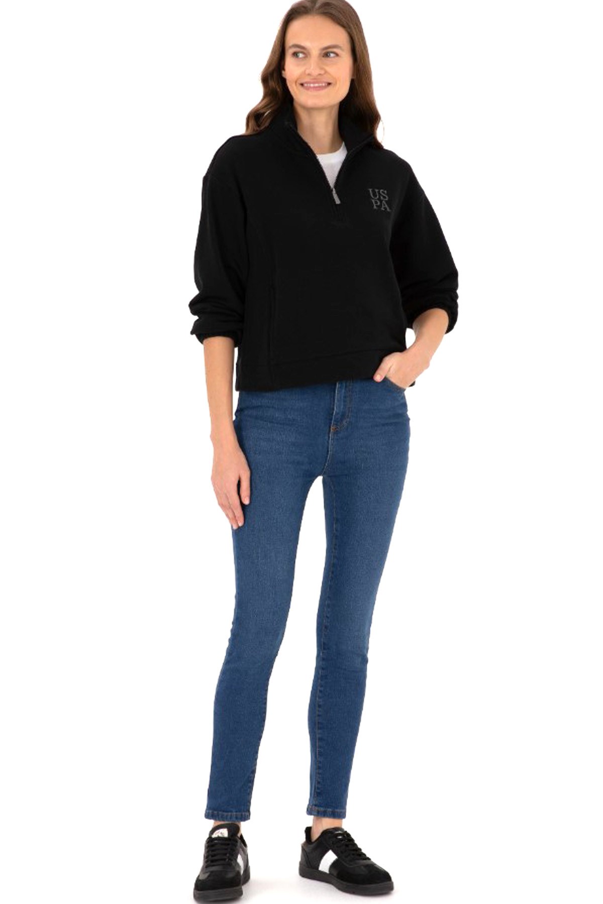 U.S. Polo Assn. Kadın Sweatshirt 50307798-VR046 Siyah