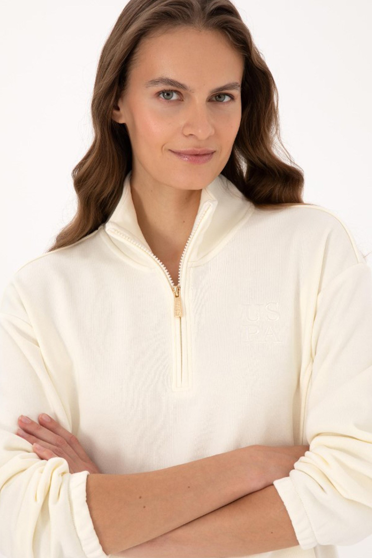 U.S. Polo Assn. Kadın Sweatshirt 50307798-VR256 Bej