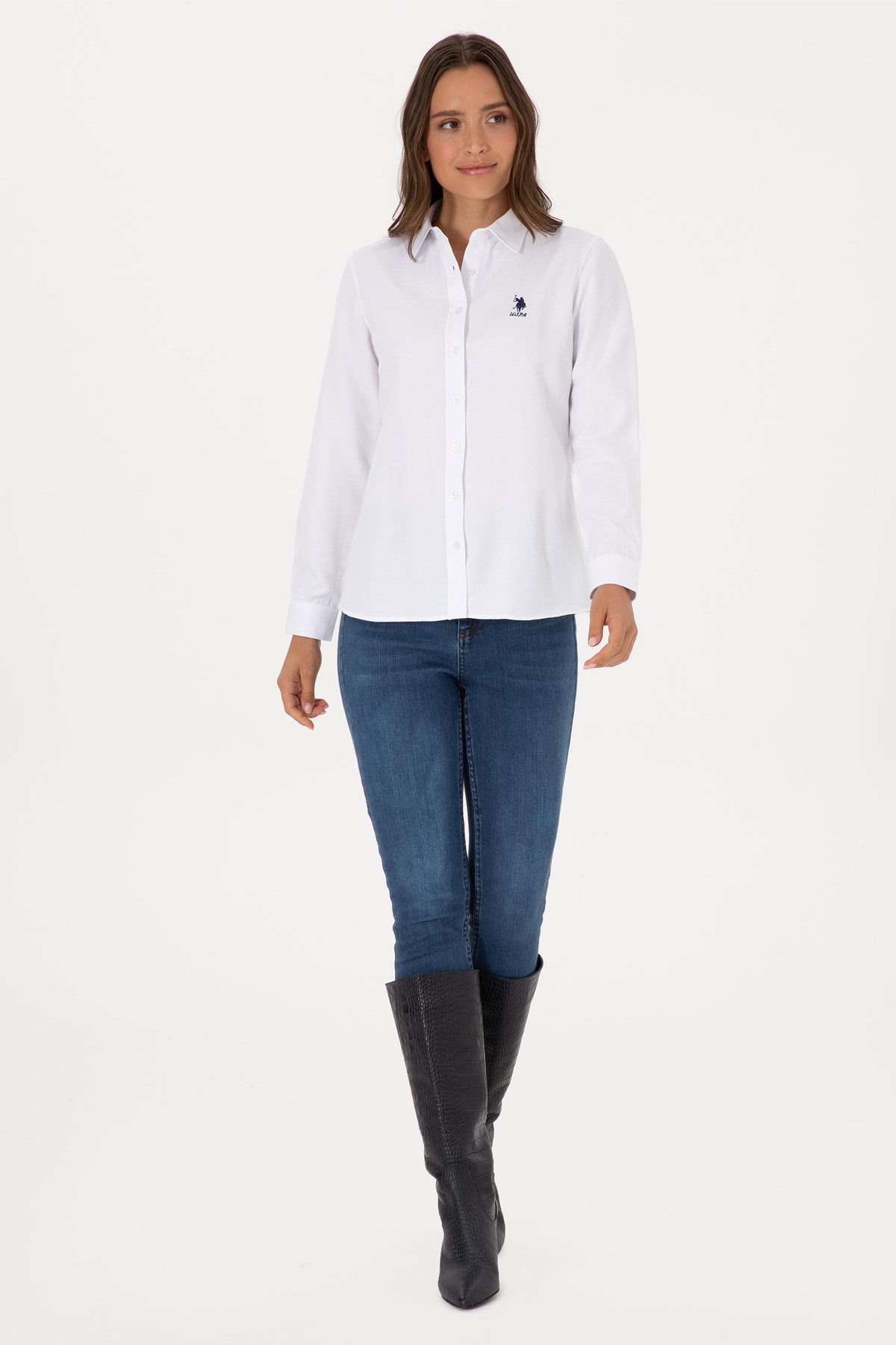 U.S. Polo Assn. Kadın Gömlek 50307990-VR013 Beyaz