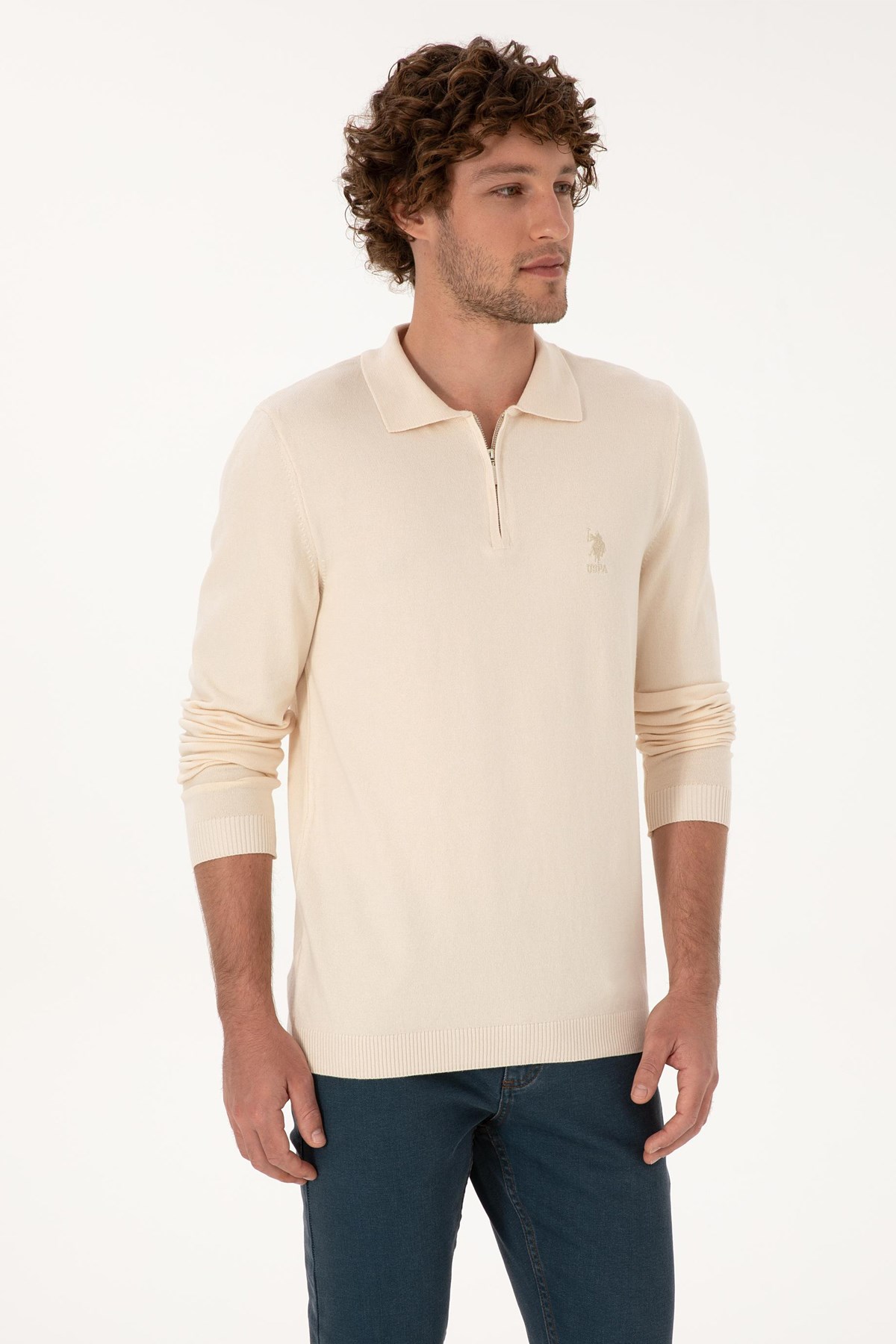 U.S. Polo Assn. Erkek Kazak 50308569-VR256 Bej