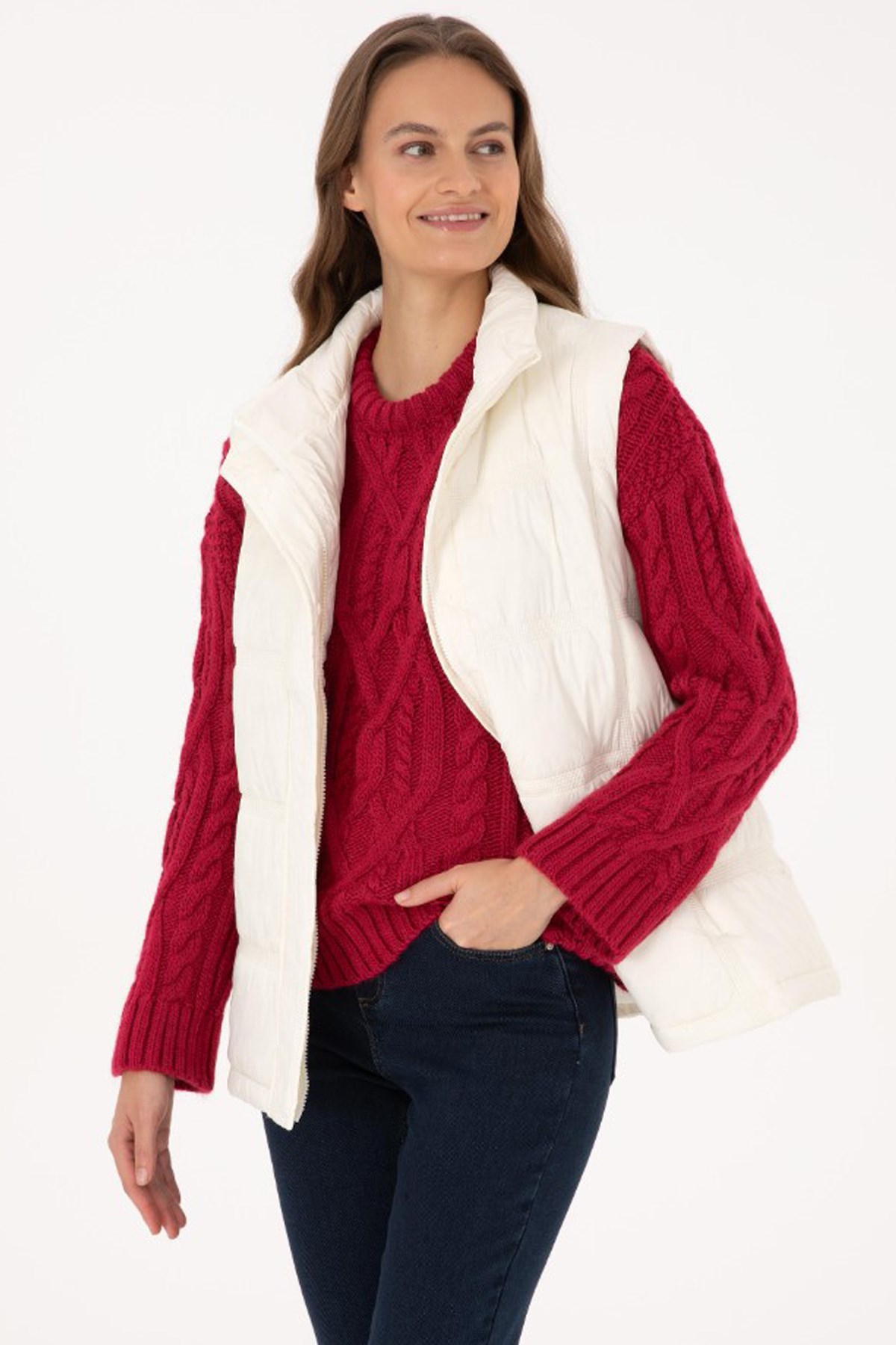 U.S. Polo Assn. Kadın Yelek 50308632-VR256 Bej