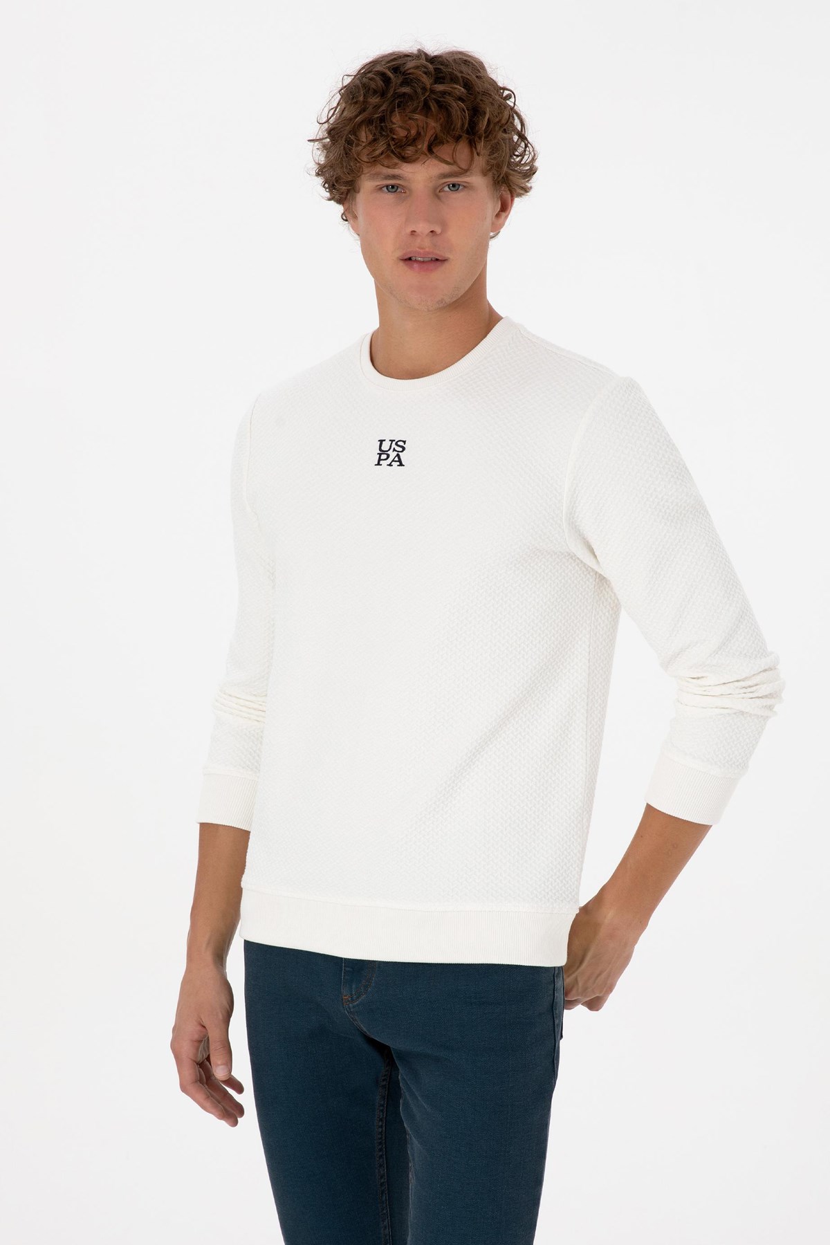 U.S. Polo Assn. Erkek Sweatshirt 50308649-VR071 Krem