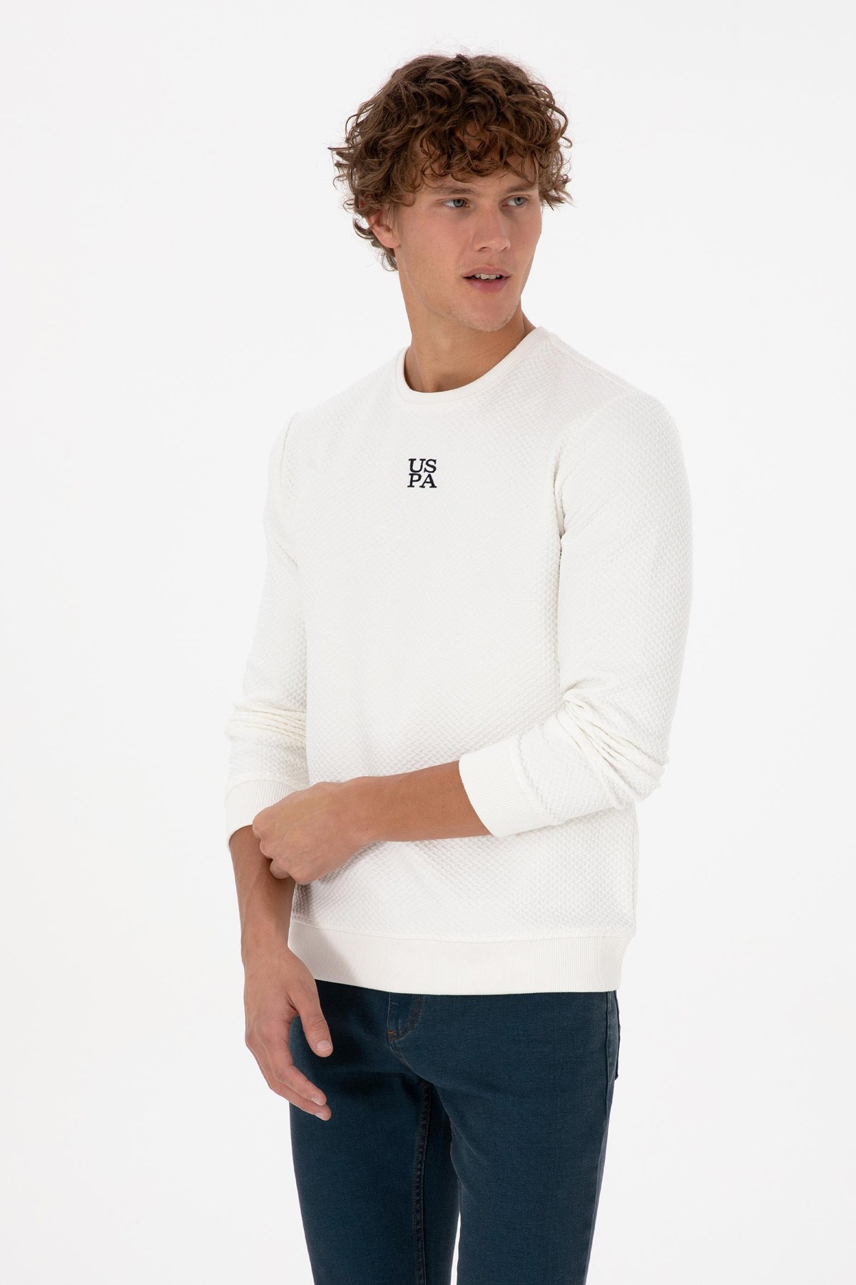 U.S. Polo Assn. Erkek Sweatshirt 50308649-VR071 Krem