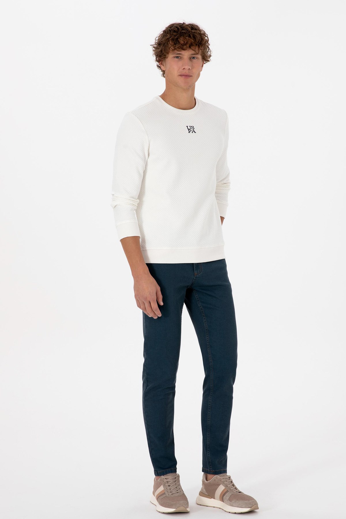 U.S. Polo Assn. Erkek Sweatshirt 50308649-VR071 Krem