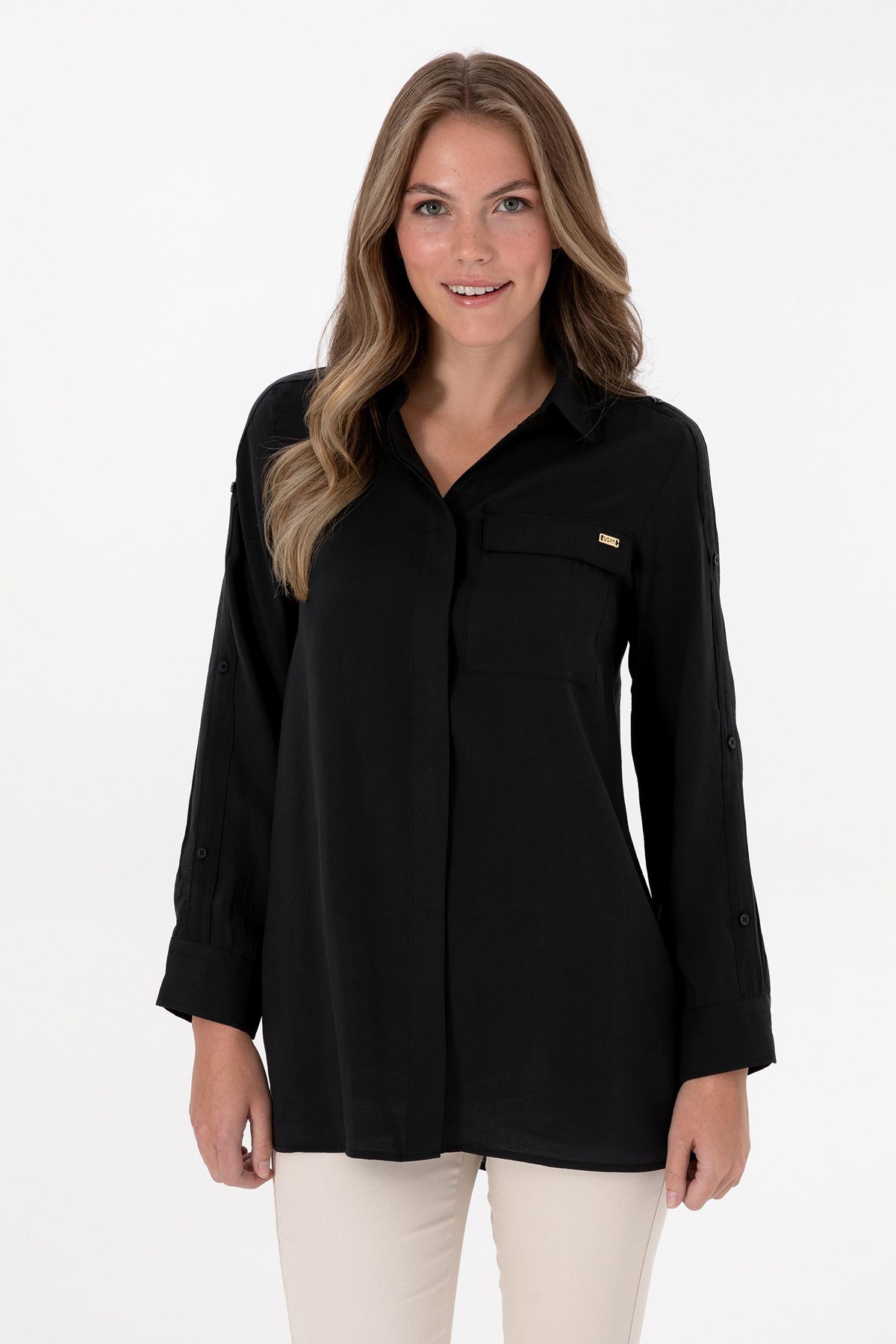 U.S. Polo Assn. Kadın Gömlek 50309037-VR046 Siyah