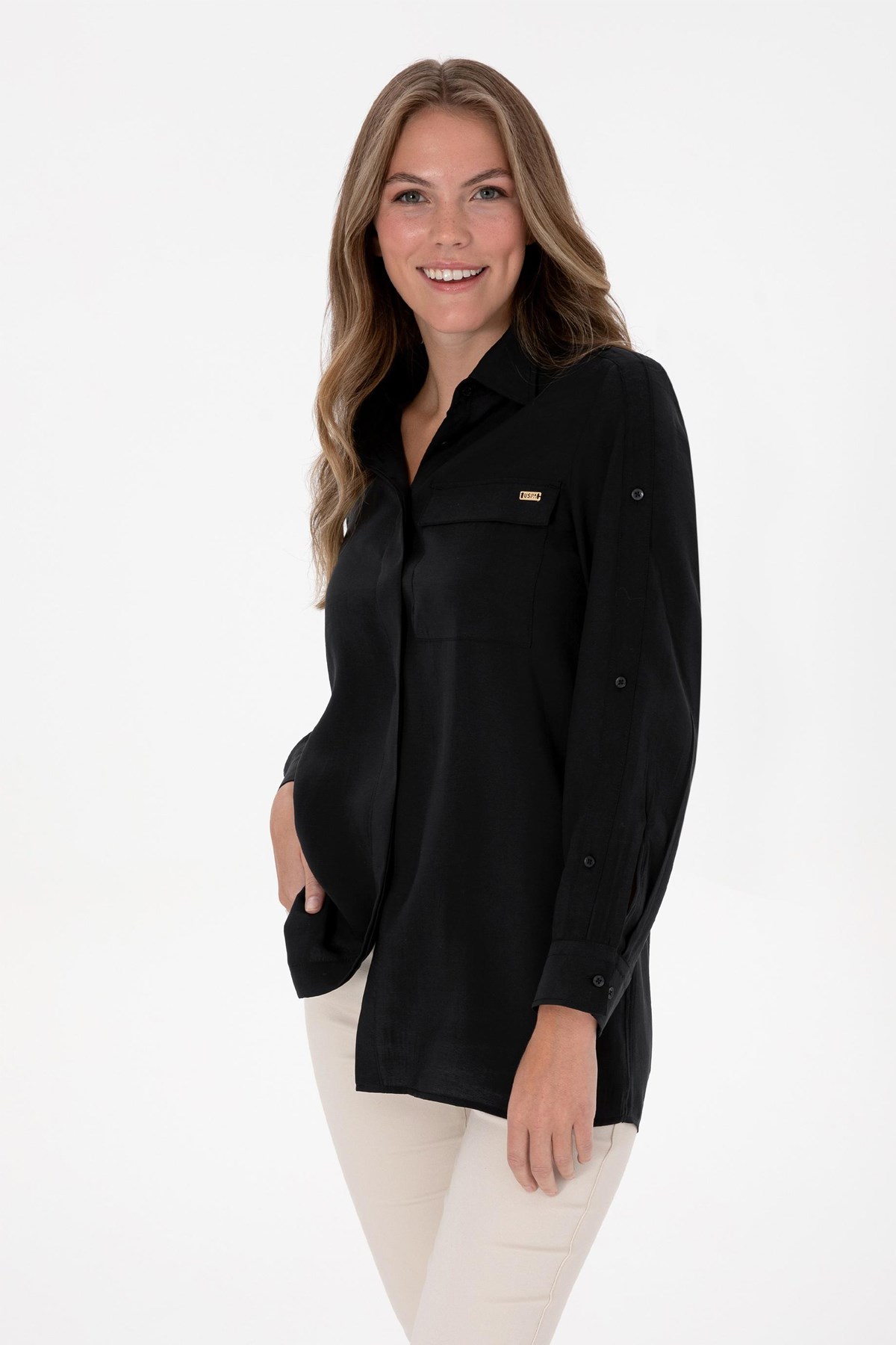 U.S. Polo Assn. Kadın Gömlek 50309037-VR046 Siyah