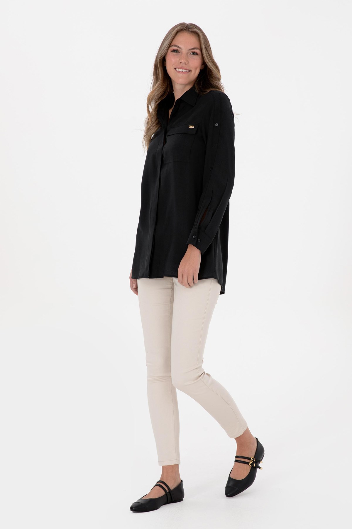 U.S. Polo Assn. Kadın Gömlek 50309037-VR046 Siyah