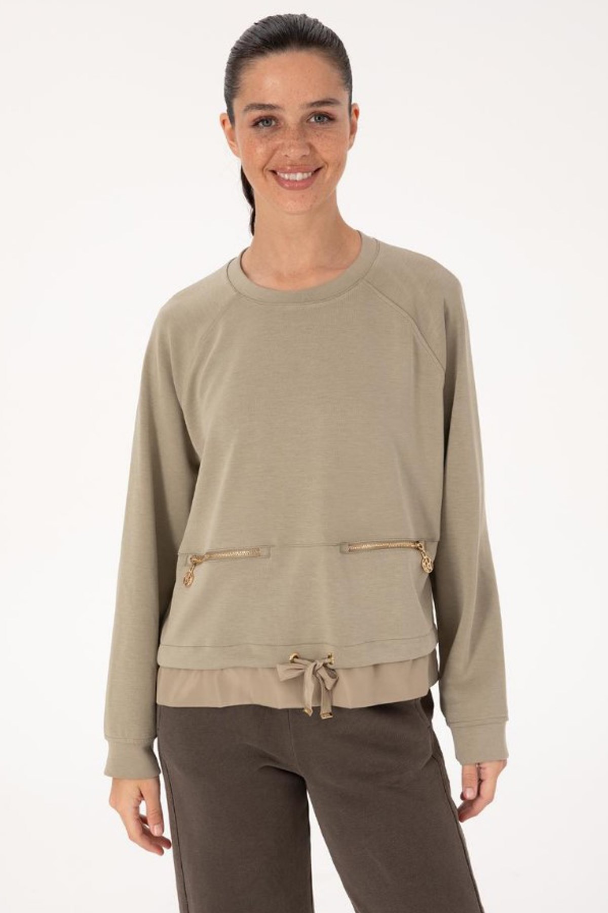 U.S. Polo Assn. Kadın Sweatshirt 50309098-VR183 Haki