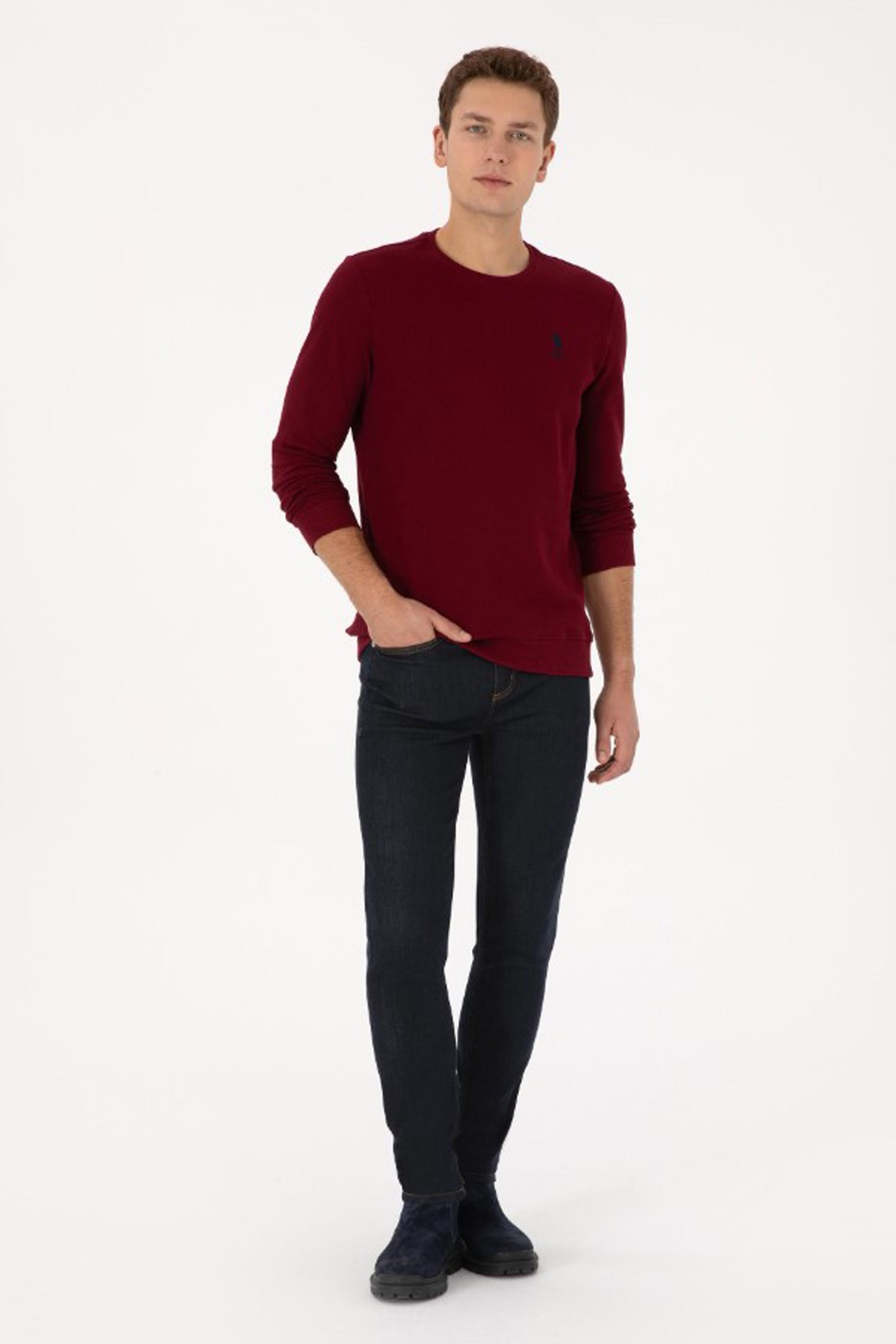 U.S. Polo Assn. Erkek Sweatshirt 50310310-VR014 Bordo