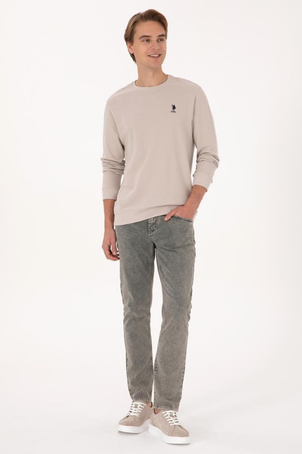 U.S. Polo Assn. Erkek Sweatshirt 50310310-VR049 Taş