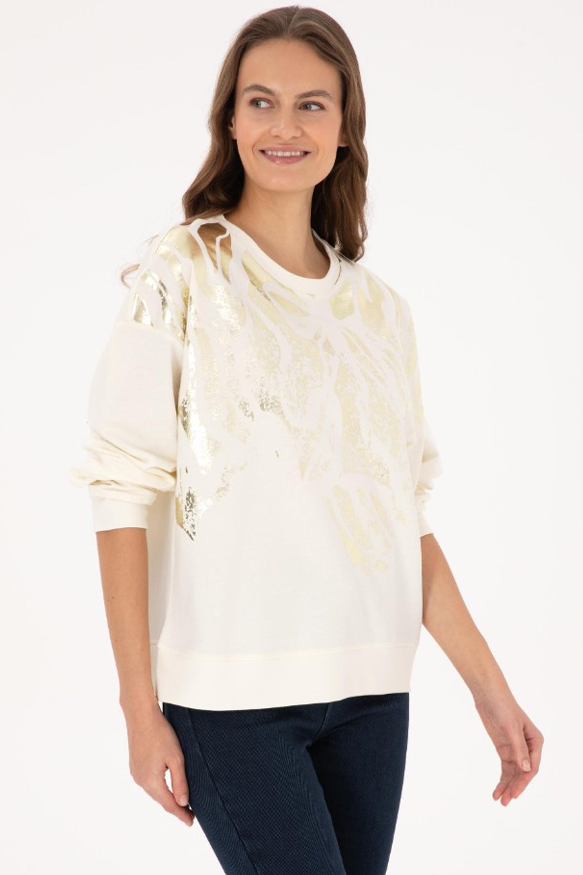 U.S. Polo Assn. Kadın Sweatshirt 50312188-VR256 Bej