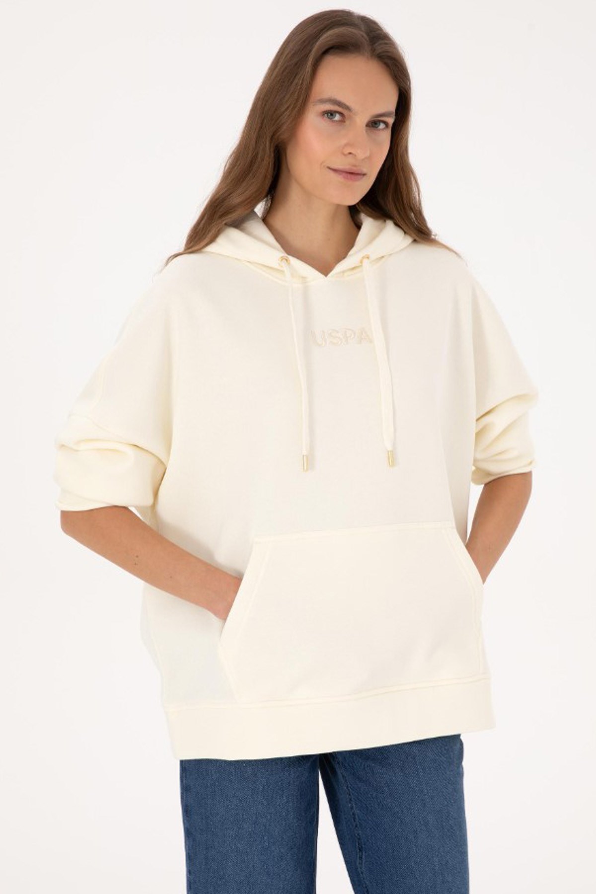 U.S. Polo Assn. Kadın Sweatshirt 50314938-VR256 Bej