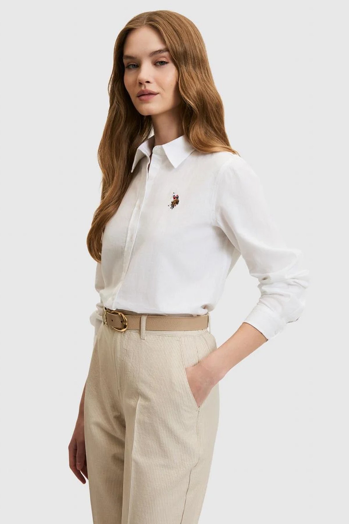 U.S. Polo Assn. Kadın Gömlek 50320204-VR013 Beyaz