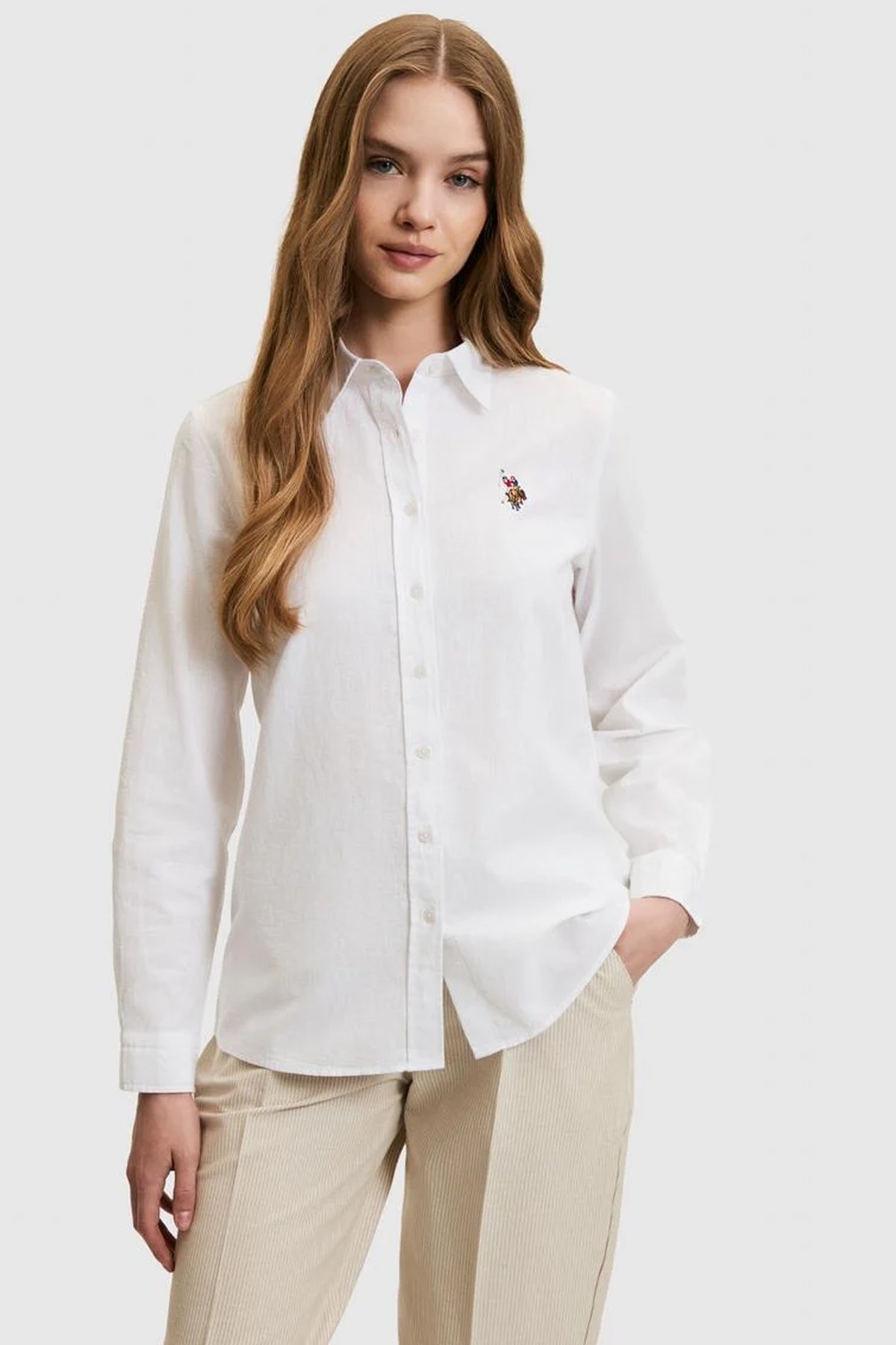 U.S. Polo Assn. Kadın Gömlek 50320204-VR013 Beyaz