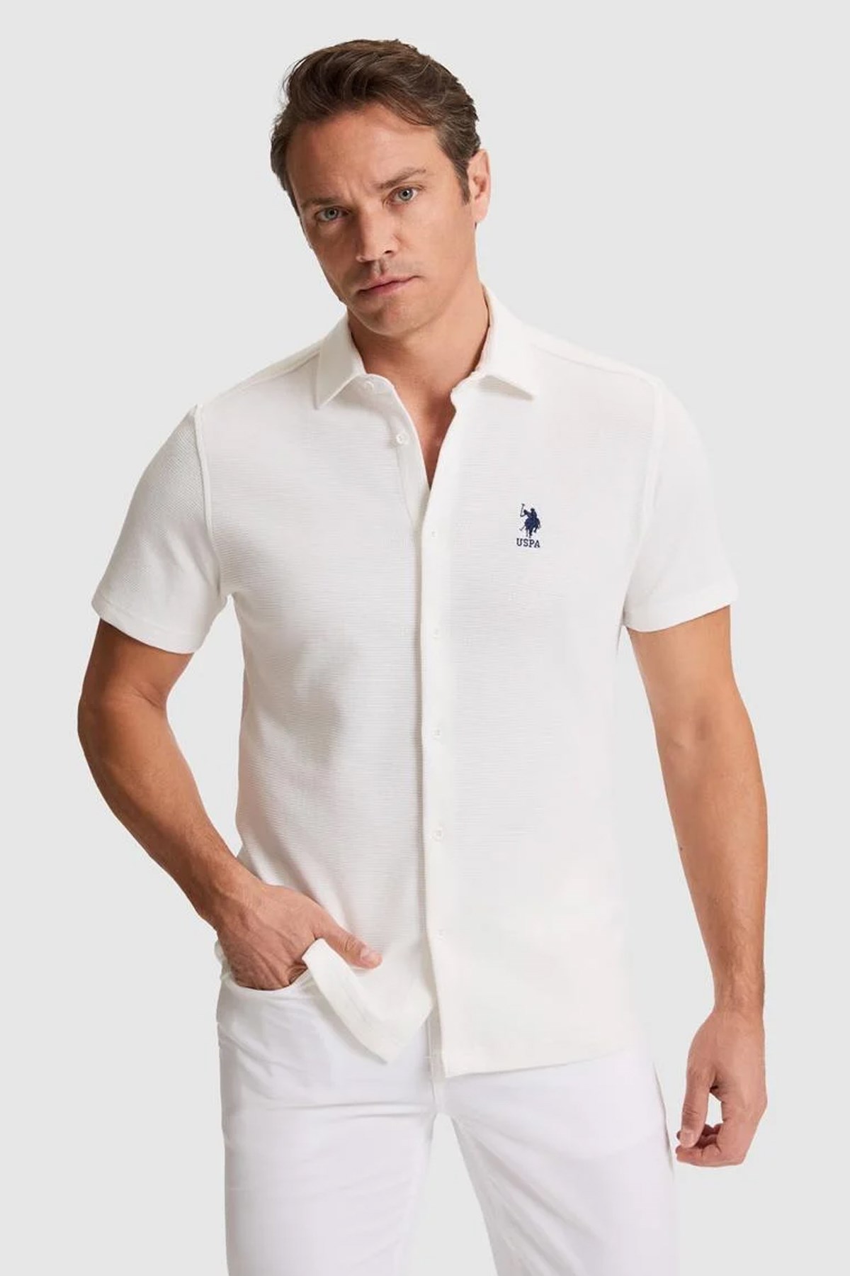 U.S. Polo Assn. Erkek Gömlek 50320217-VR013 Beyaz