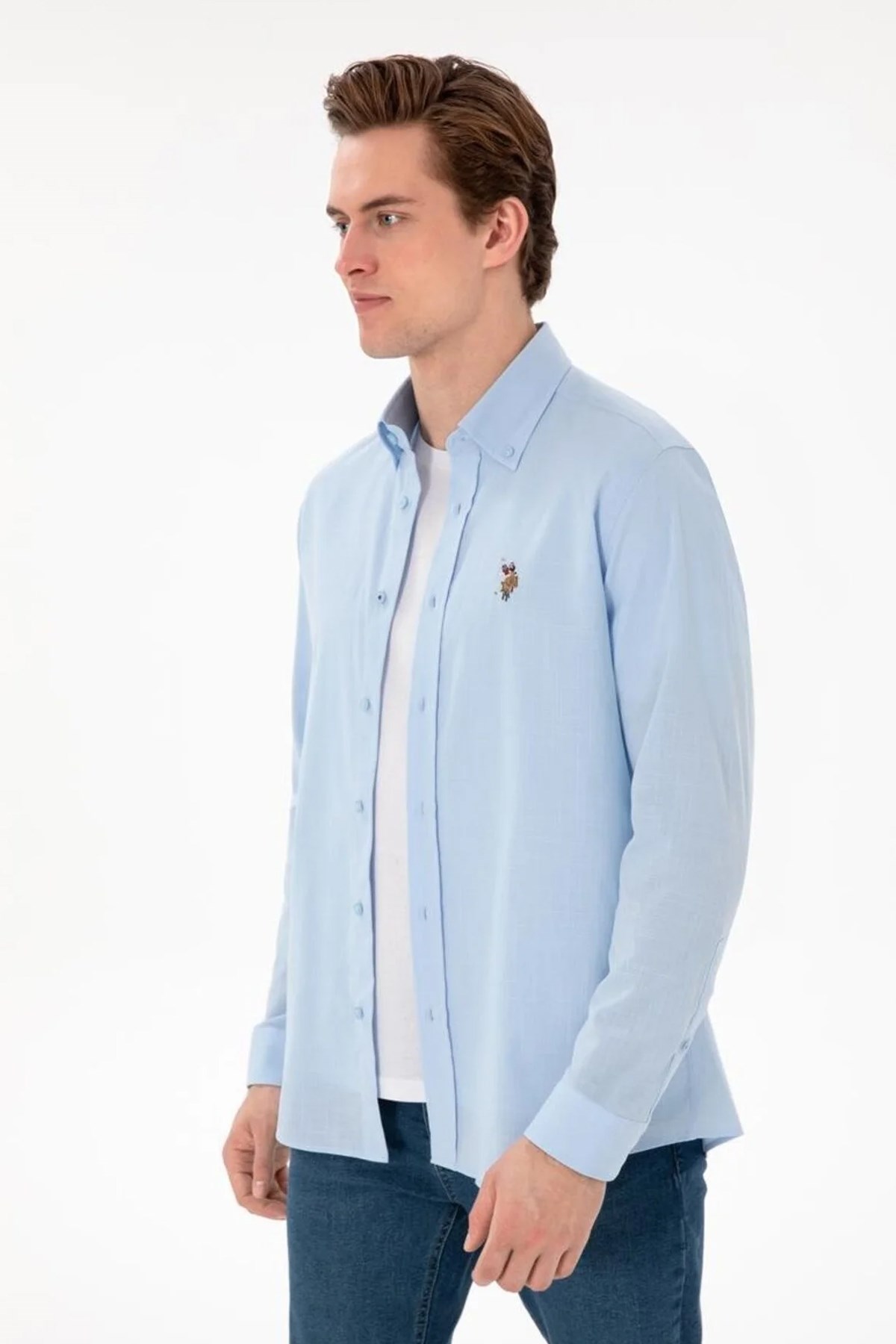 U.S. Polo Assn. Erkek Gömlek 50320255-VR003 Mavi