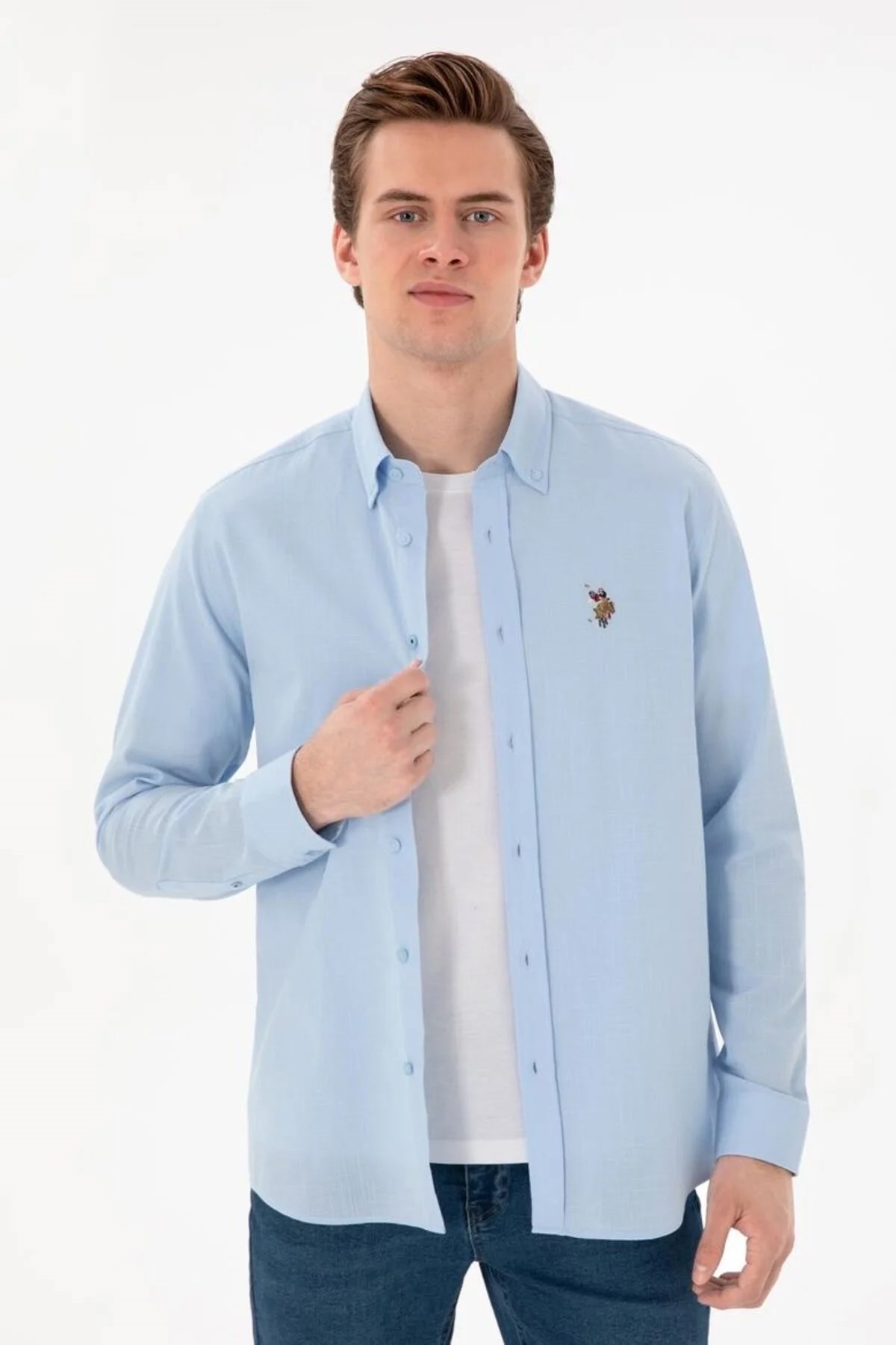 U.S. Polo Assn. Erkek Gömlek 50320255-VR003 Mavi