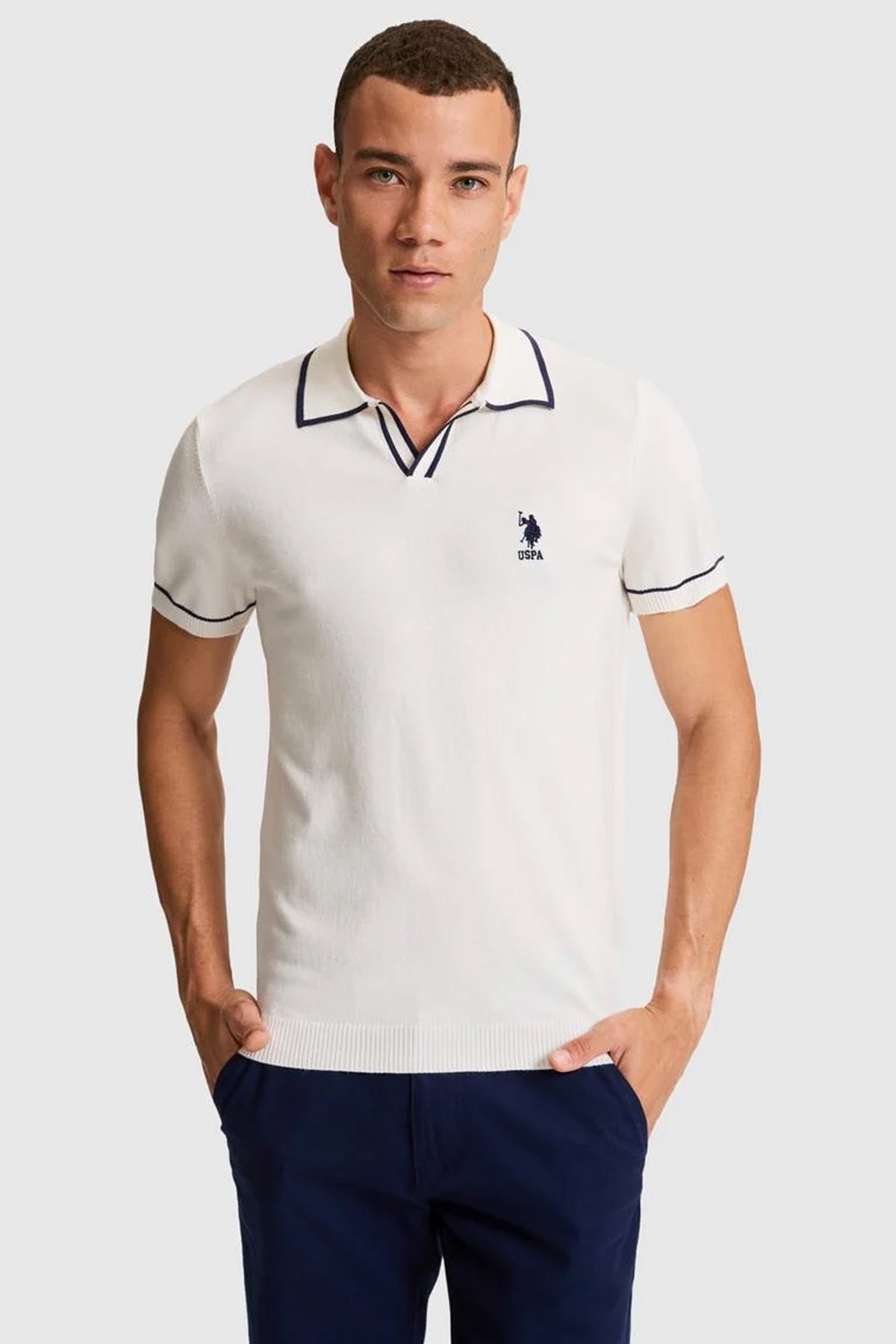 U.S. Polo Assn. Erkek Triko Kazak 50321682-VR256 Beyaz