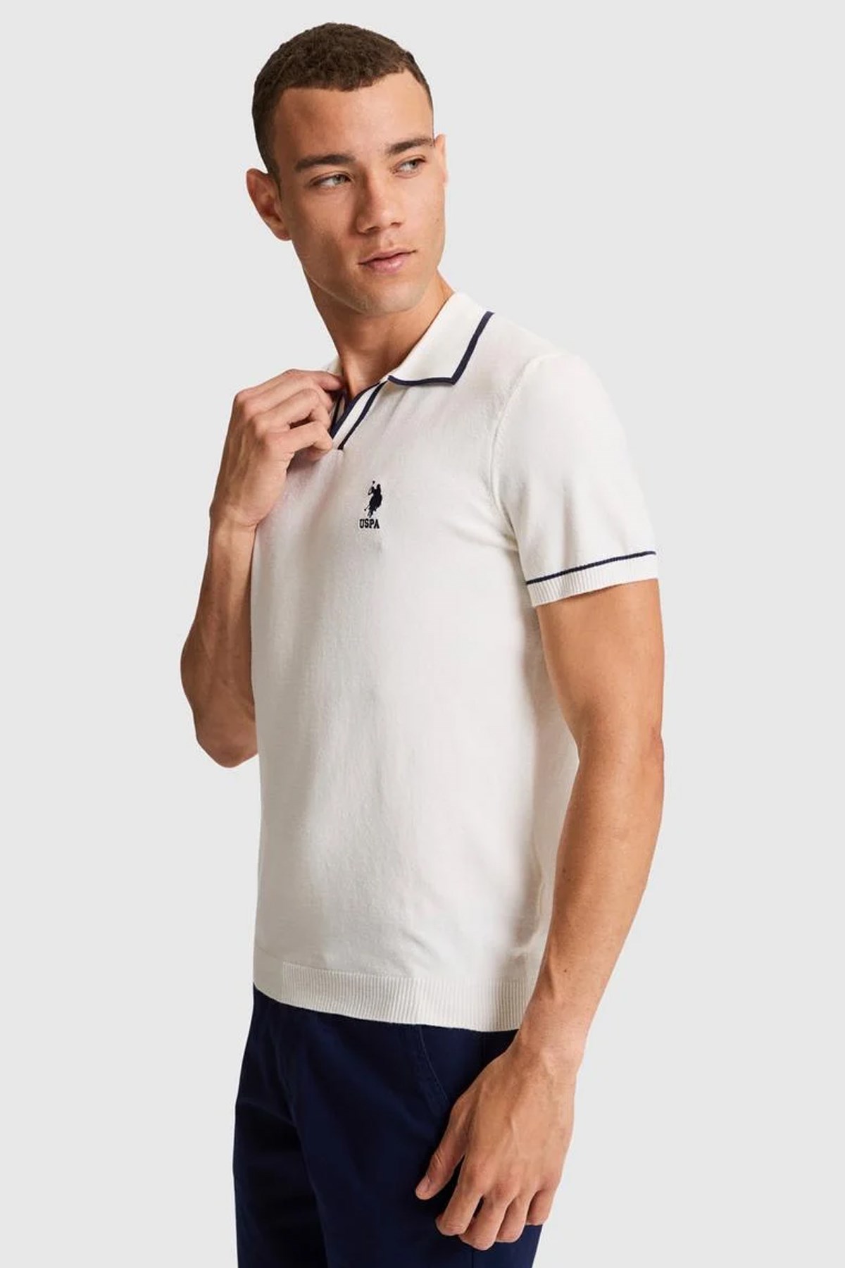 U.S. Polo Assn. Erkek Triko Kazak 50321682-VR256 Beyaz